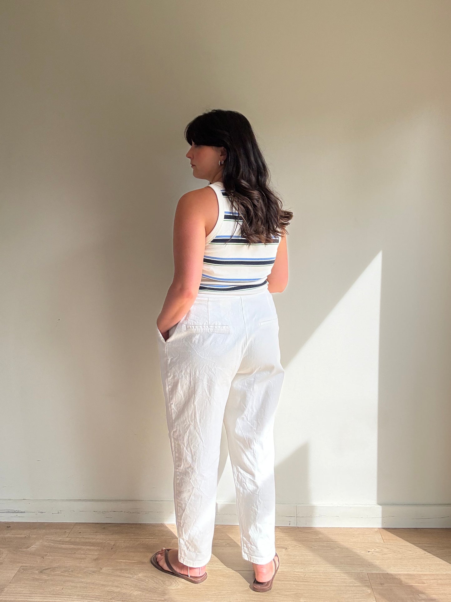 Camaieu Cotton Tapered Trousers, 14-16