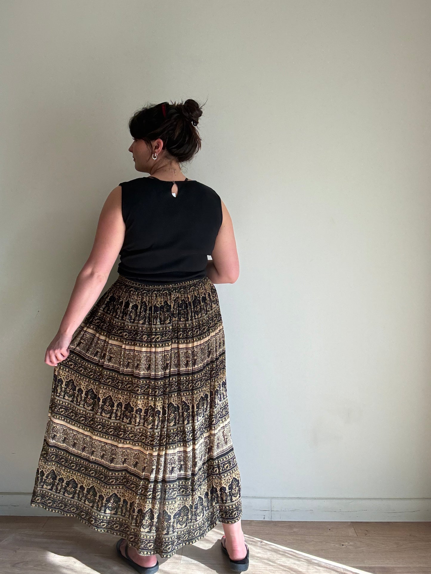 Vintage Orvis Indian Printed Maxi Skirt, L