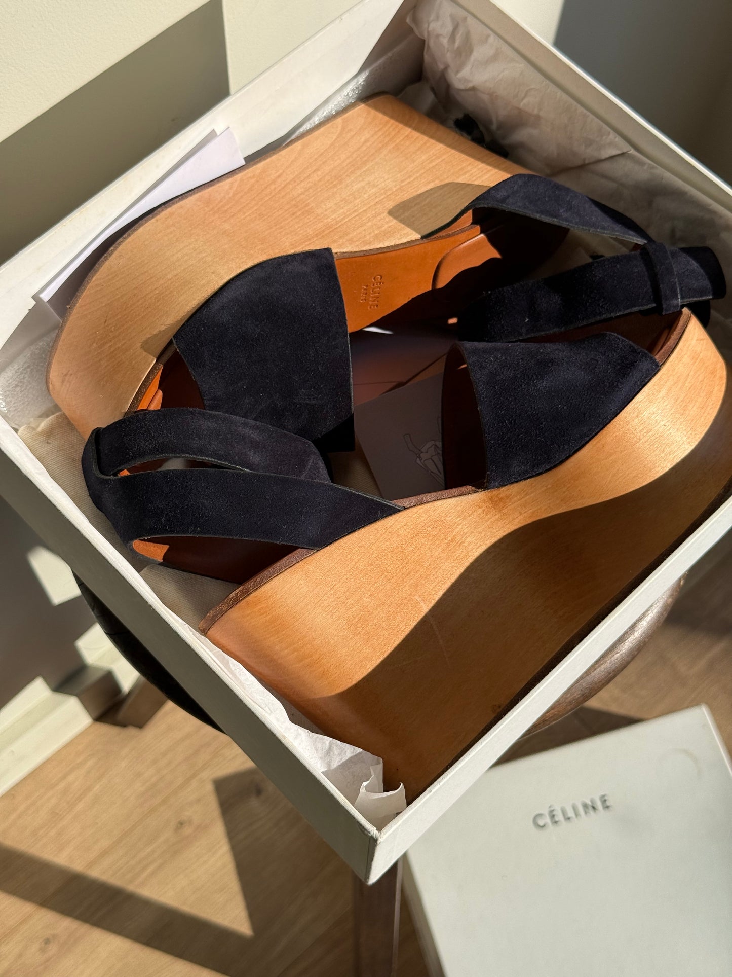 Celine Phoebe Philo Era Wedge Clog Sandals, 40