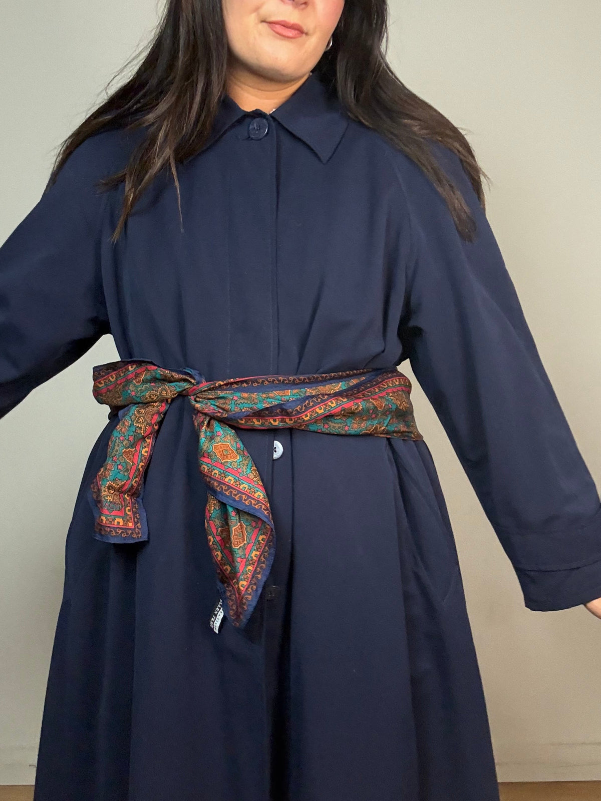 Vintage Silk Long Skinny Scarf