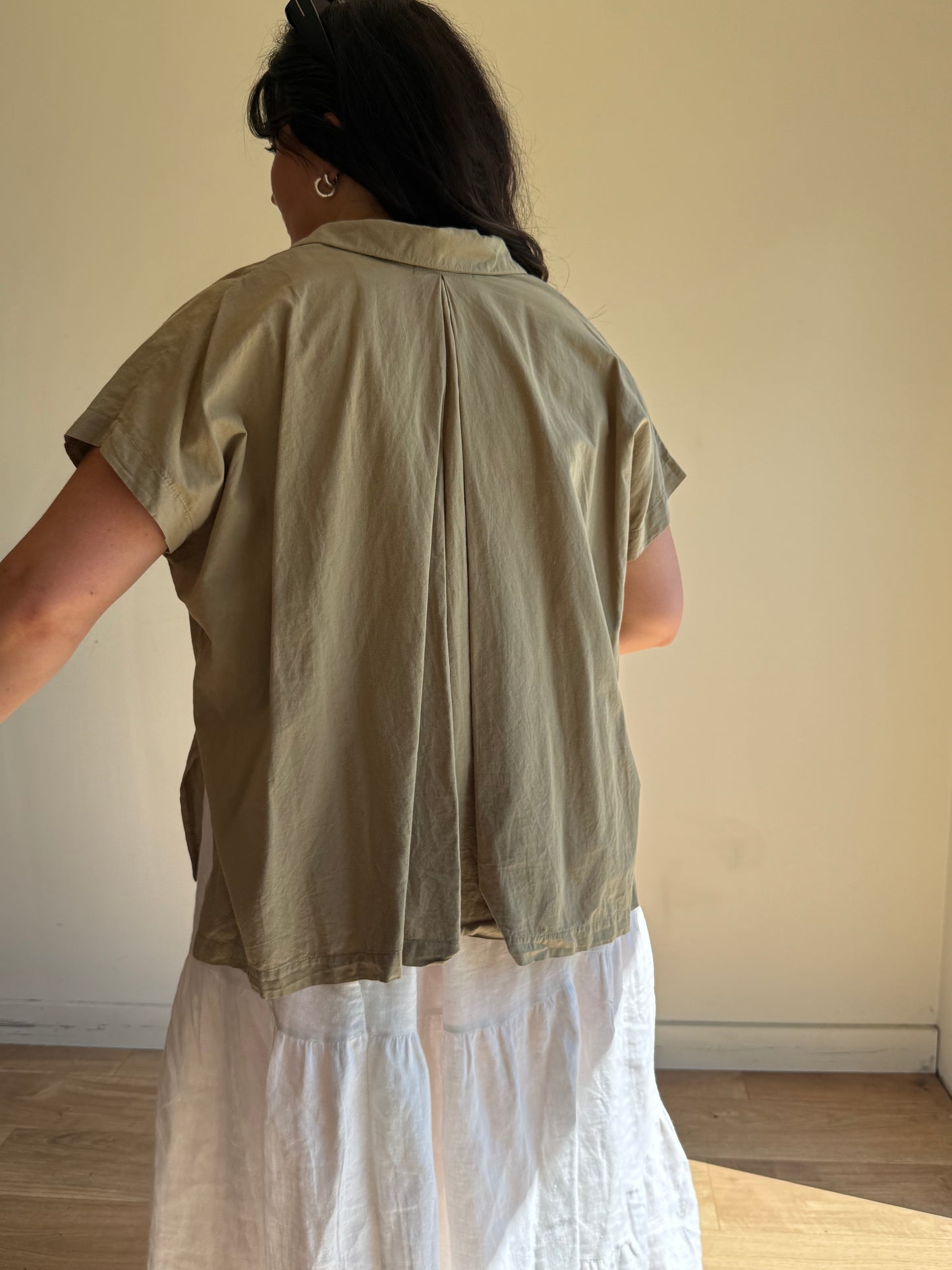 Black Crane Boxy Open Shirt, One Size