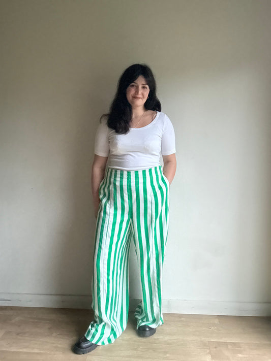 Boden Stripe Satin High Waist Trousers, 16