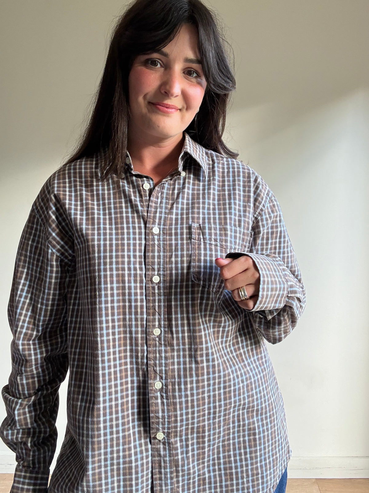 Vintage Checked Oversized Shirt, XL