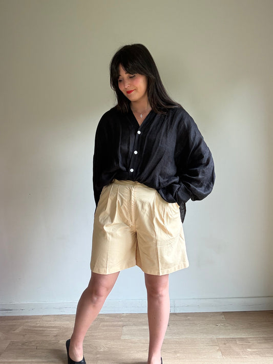 Vintage Cotton Mix Pleat Front Shorts, 12-14