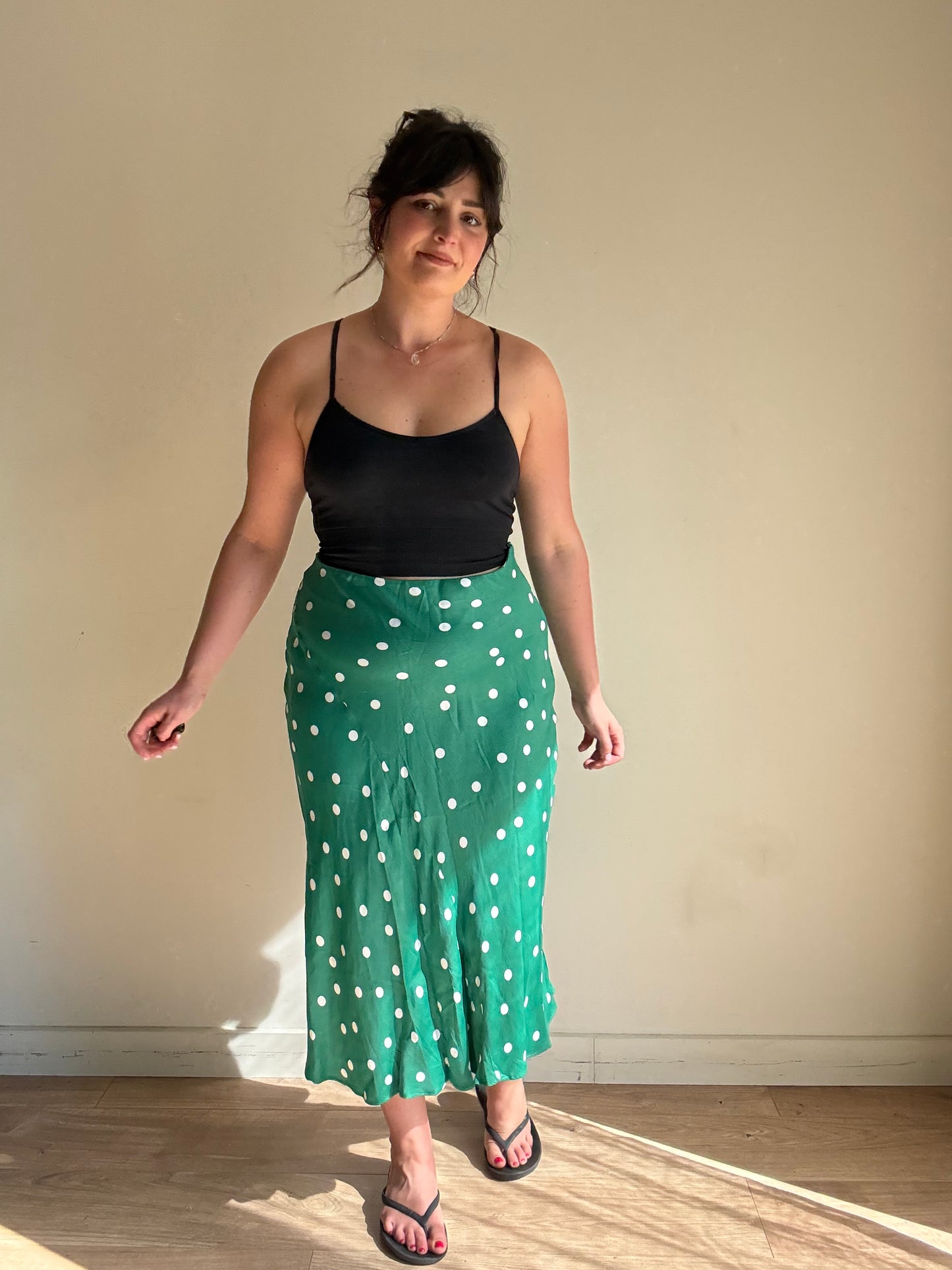 & Other Stories Satin Polka Dot Slip Skirt, 14