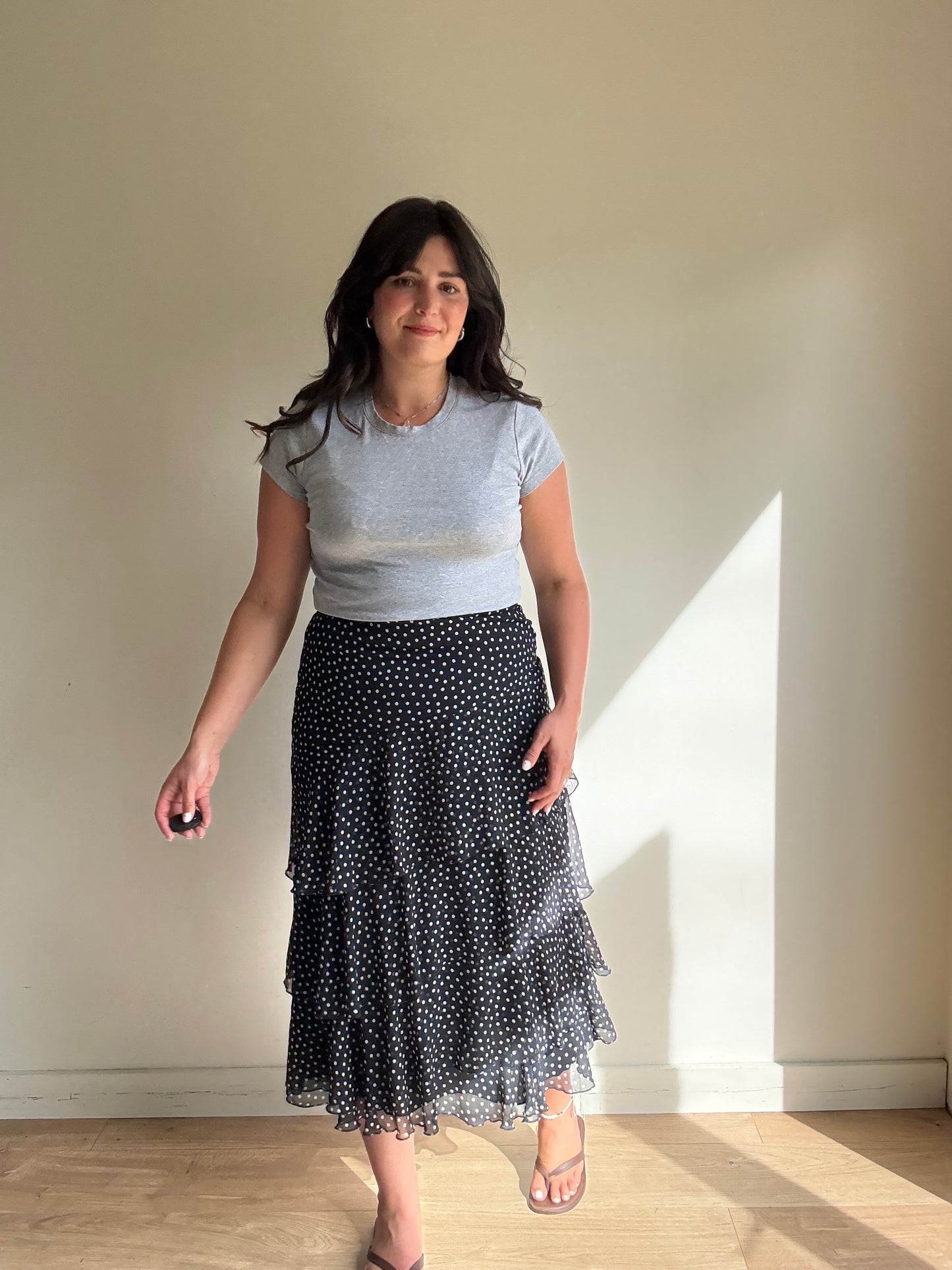 Vintage Betty Barclay Polka Dot Frill Skirt, 12