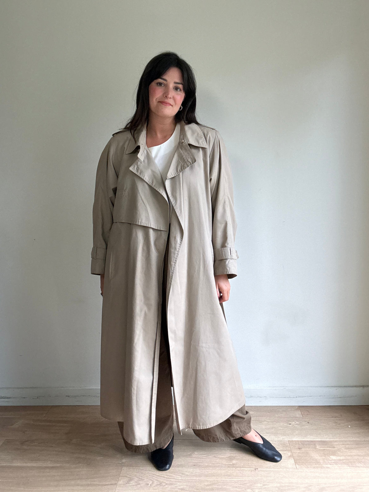 Vintage Wallis Wool Lined Trench Coat, XL