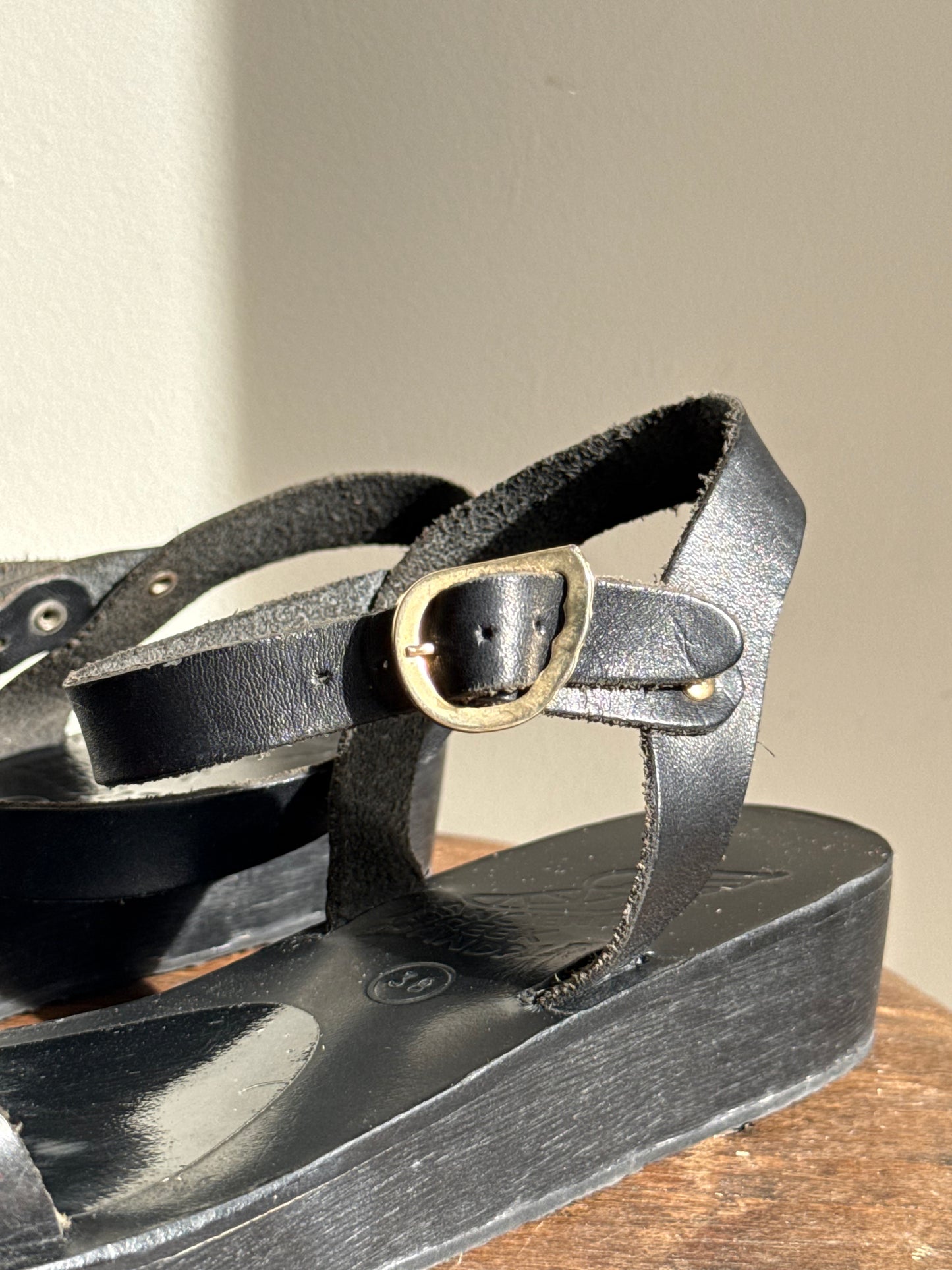 Ancient Green Strap Sandals, 38
