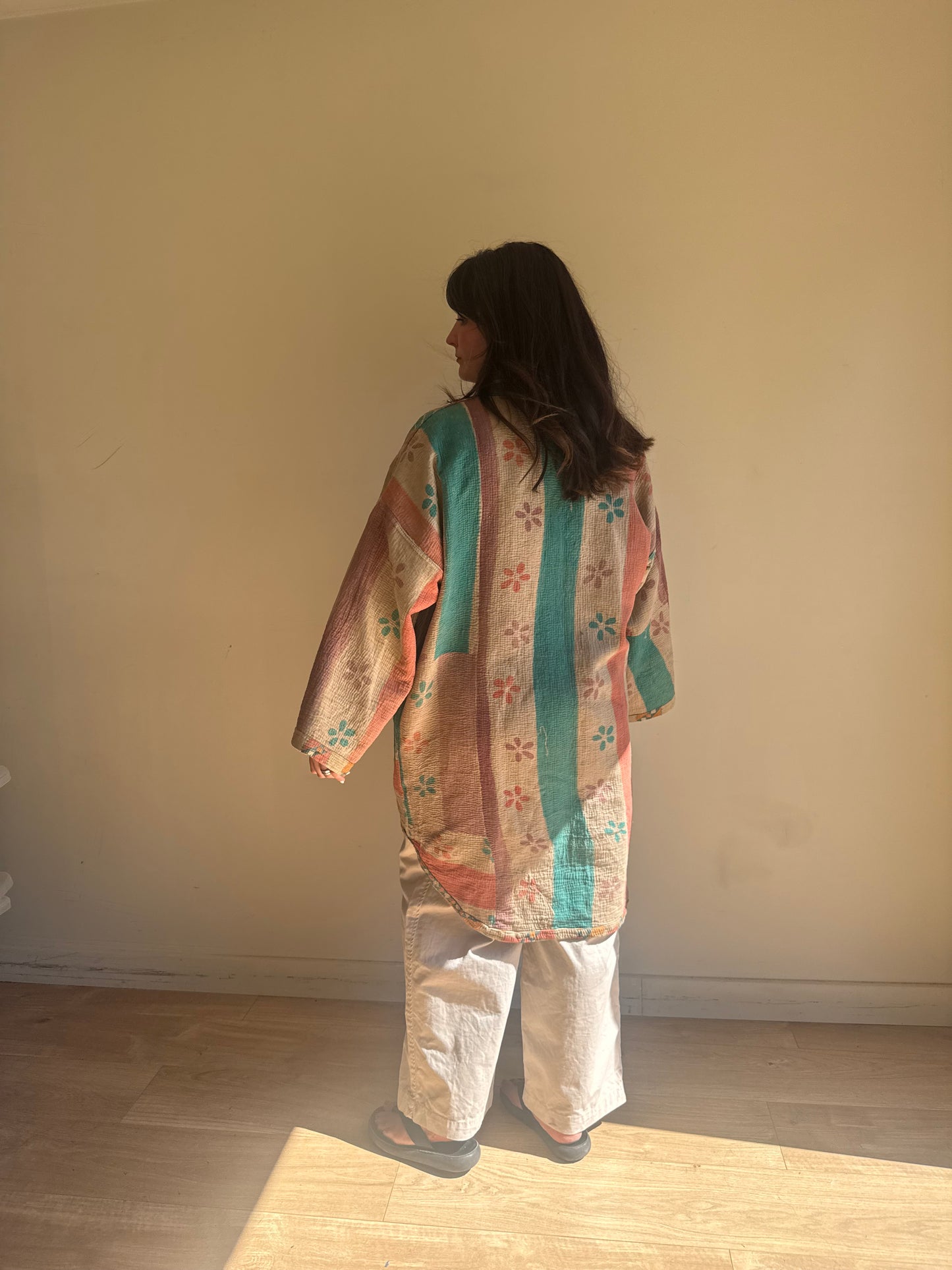 Kantha Cotton Kimono Shape Jacket, One Size