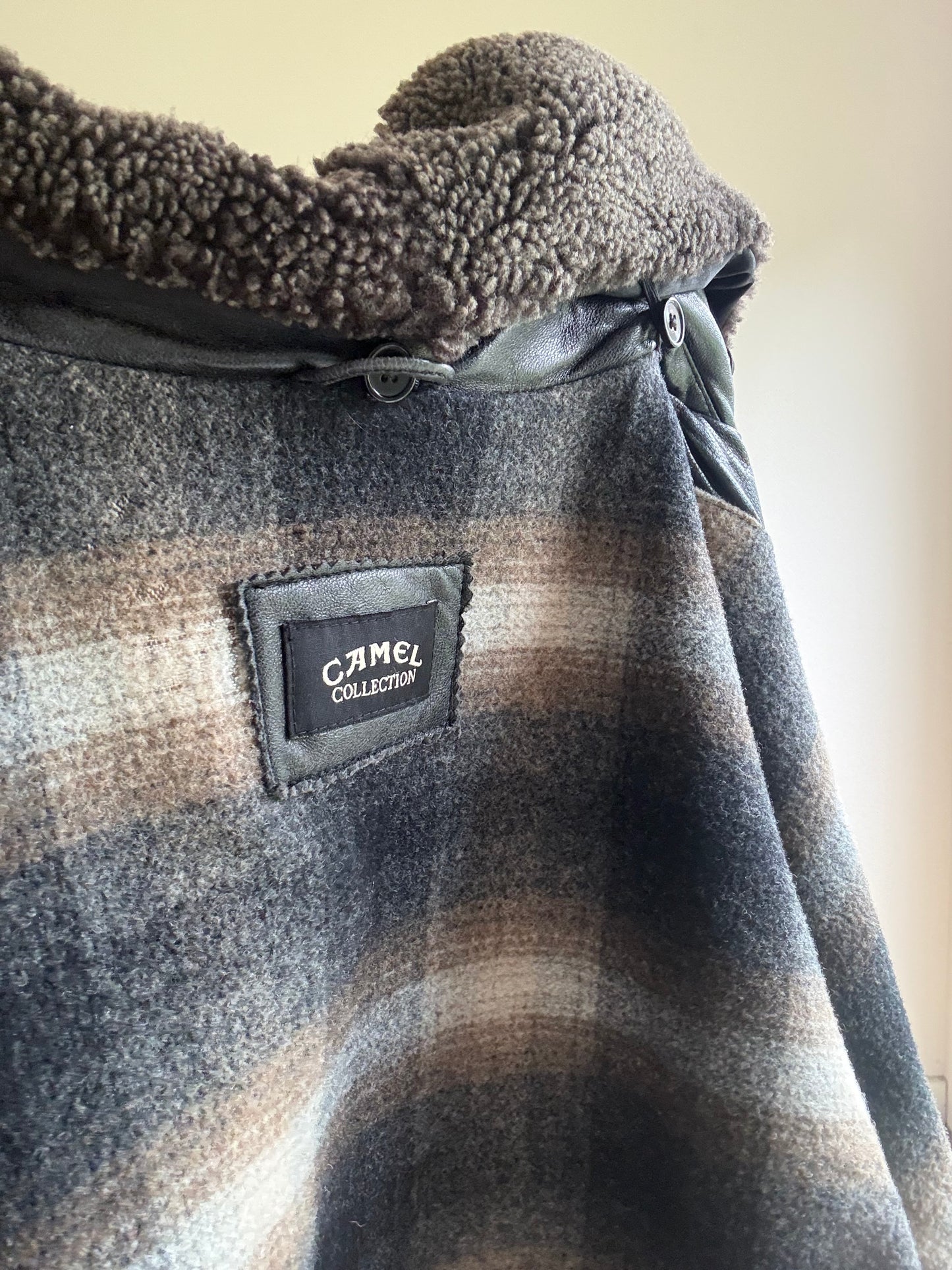 Leather Bomber Jacket with Cosy Collar, L-XL