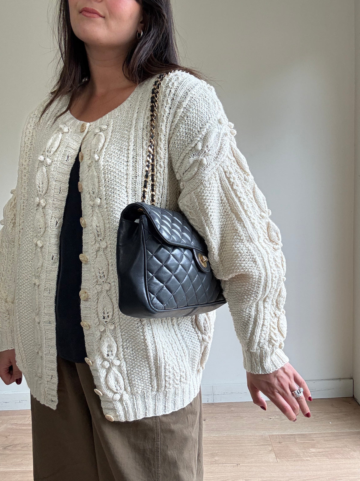 Chunky Hand knit Grandad Cardigan, XL