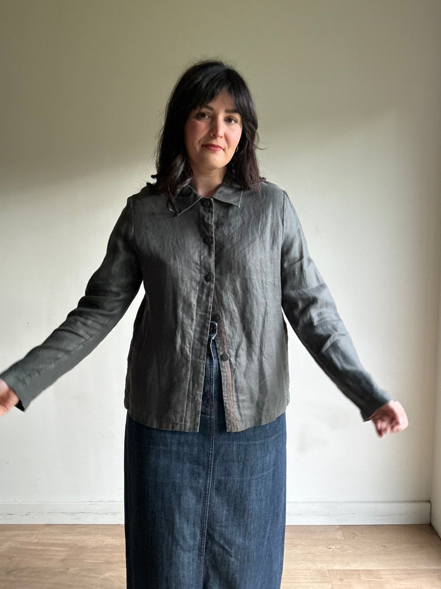 Laura Ashley Vintage Linen Shirt Jacket, M-L