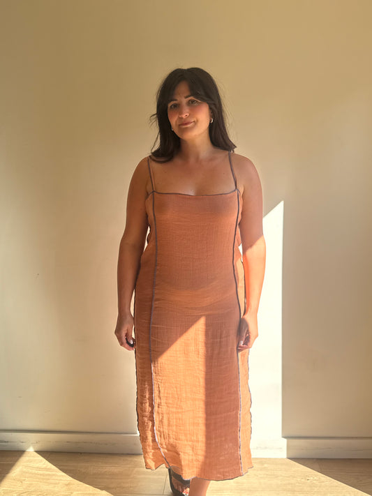 BaseRange Linen Cotton Slip Dress, M-L