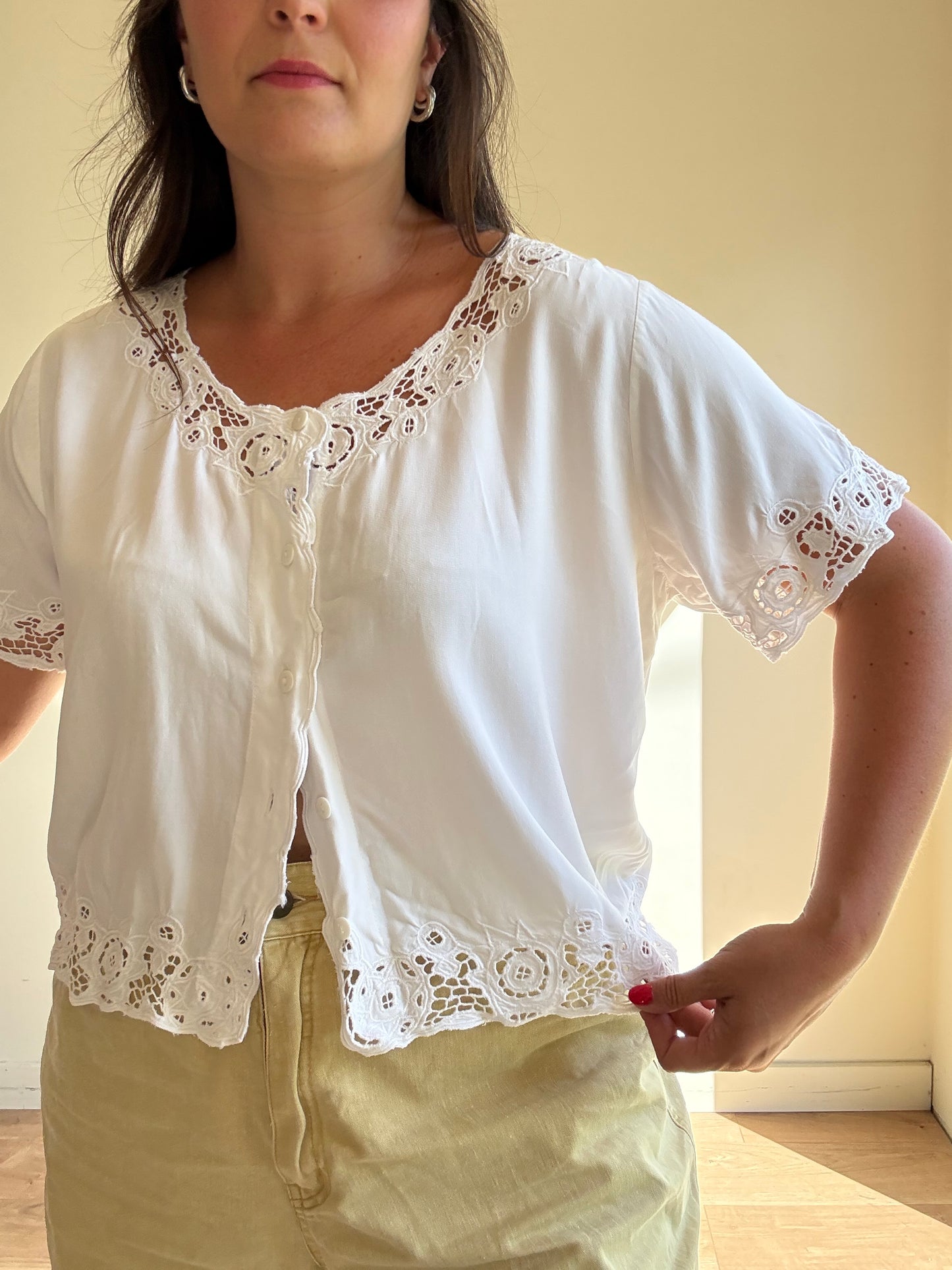 Vintage French Embroidered Top, M/L