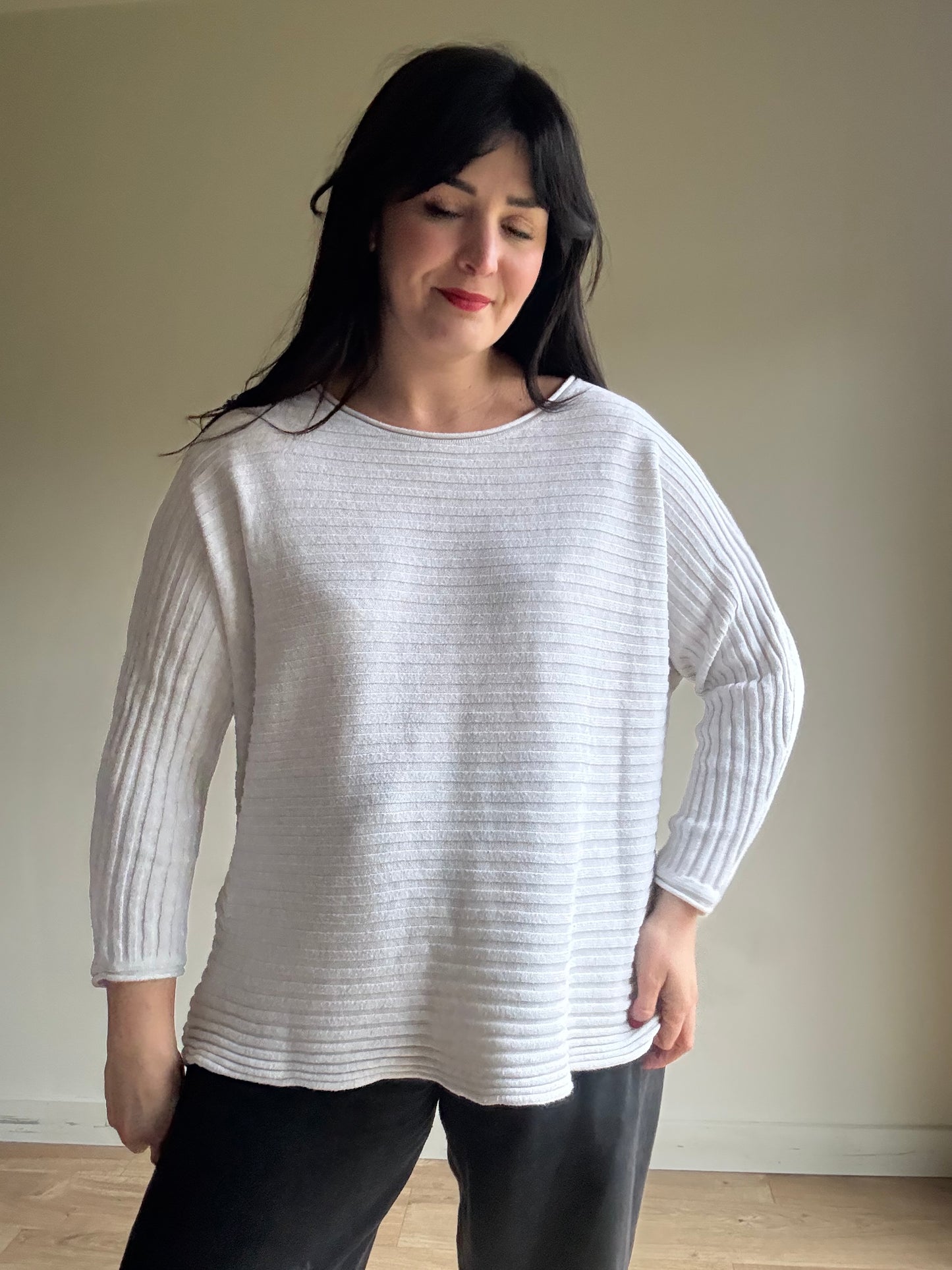 Ochre Ribbed Cotton Jumper, One Size