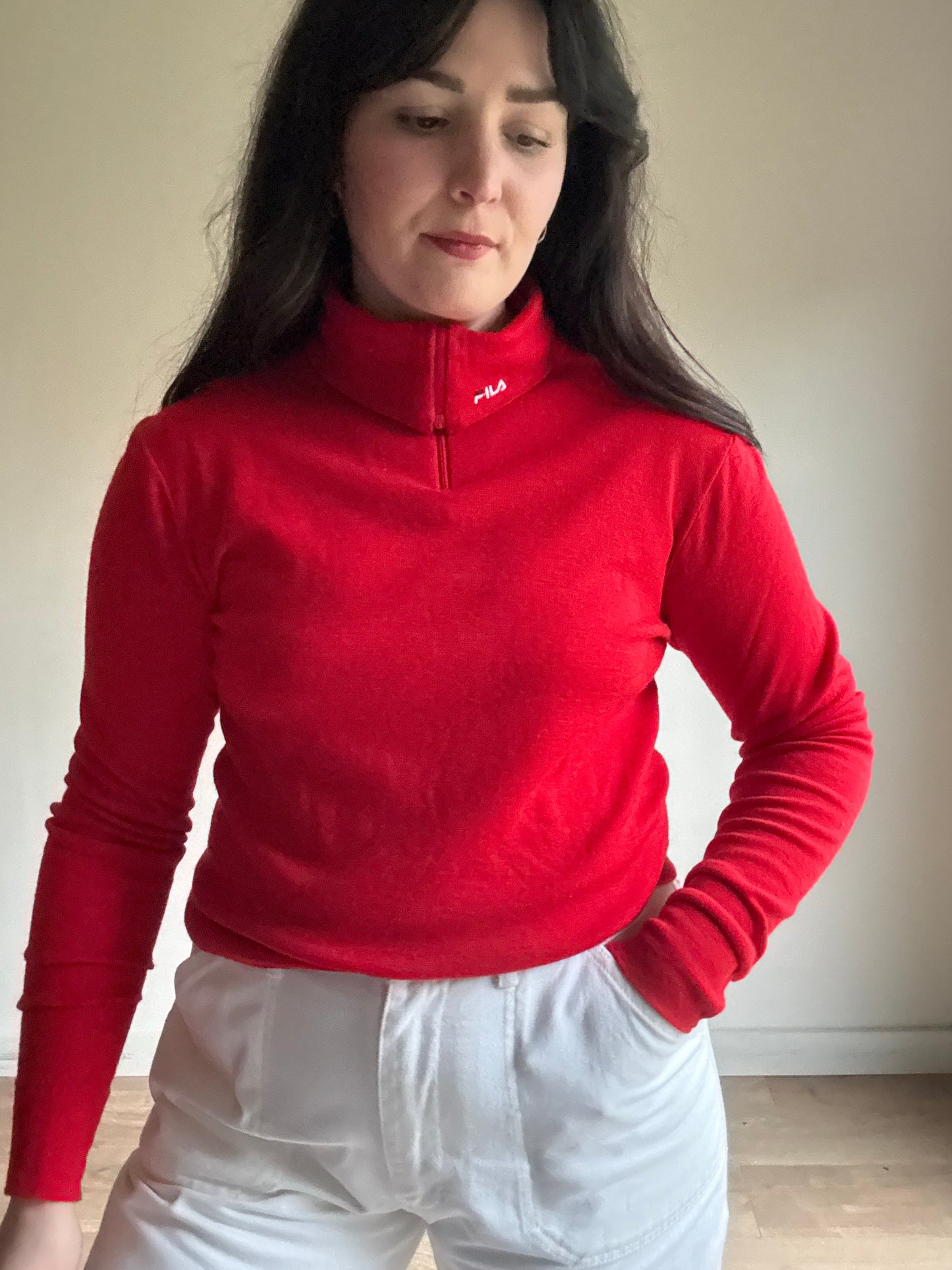 Vintage Fila Wool Zip Up Base Layer, L