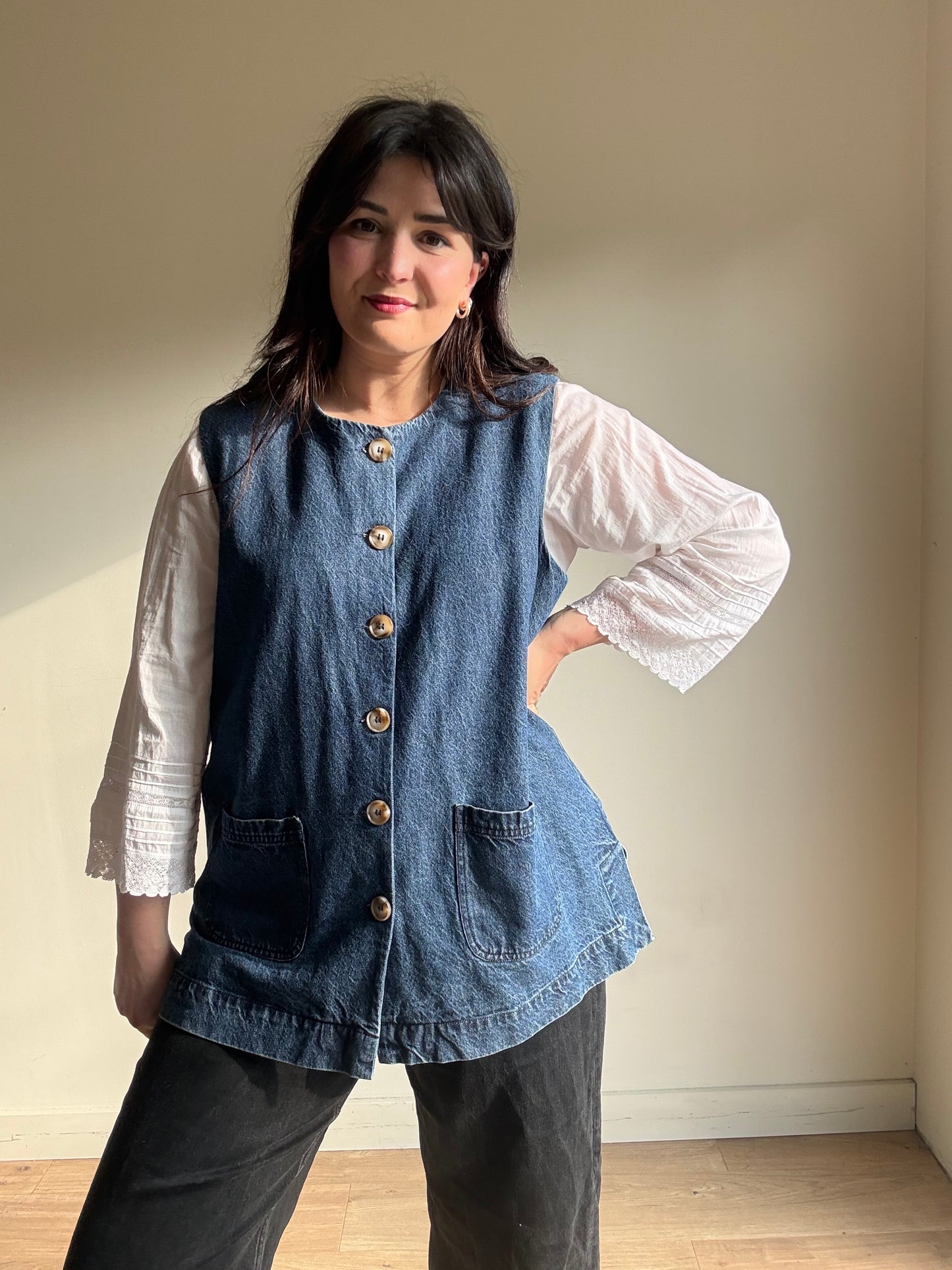 Kate Barton Denim Workwear Waistcoat, L