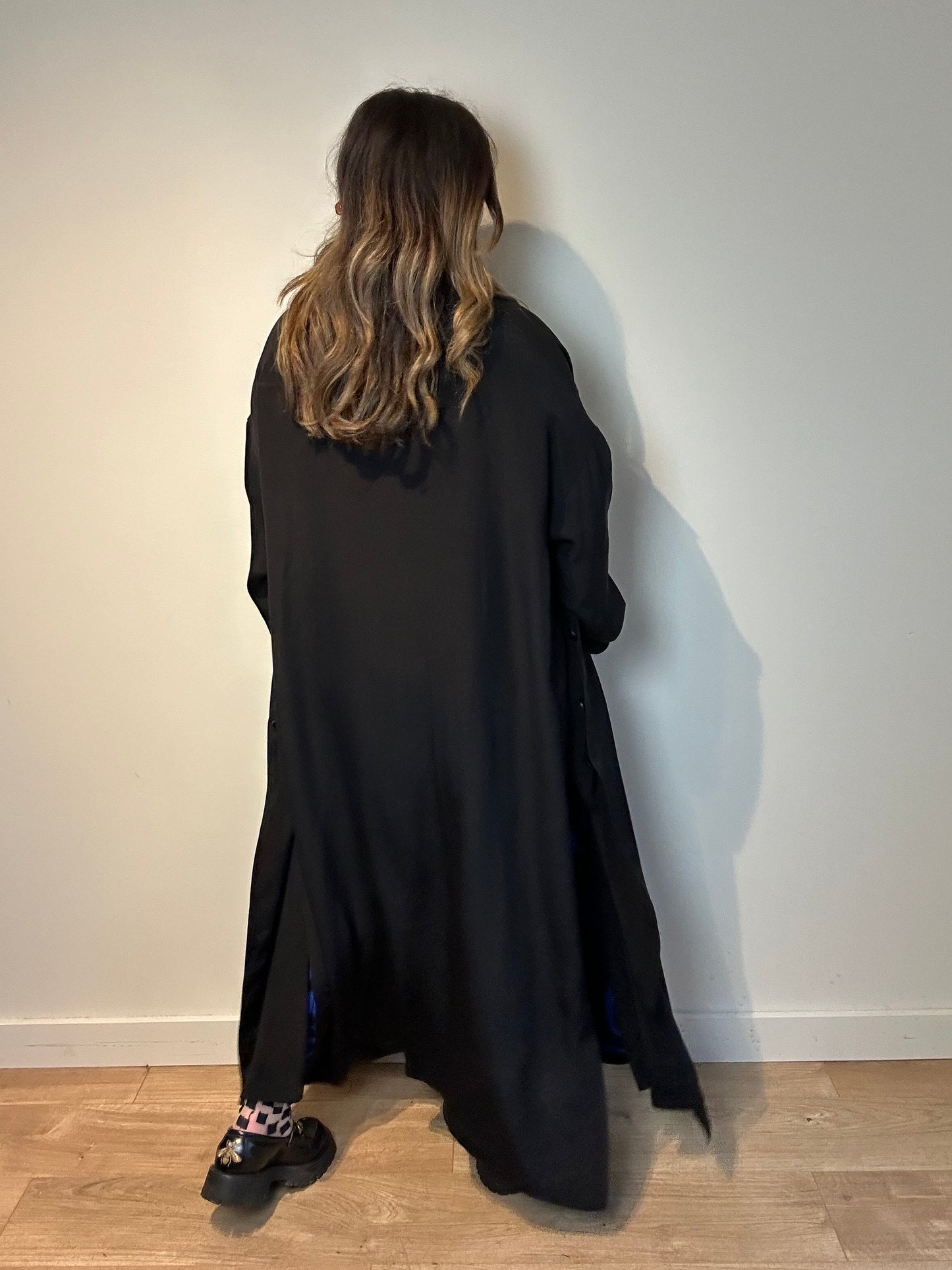 Totokaelo Black Silk Duster Coat - One Size