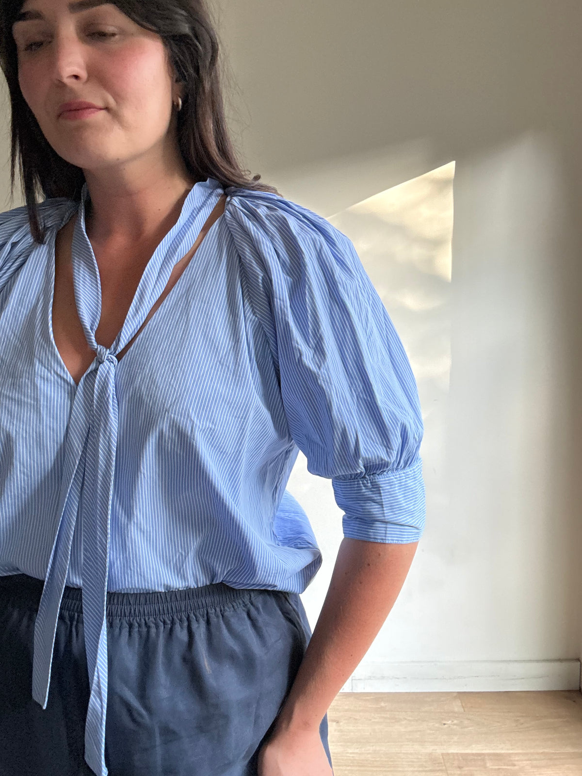 Maggie Marilyn Pinstripe Cotton Blouse, 12