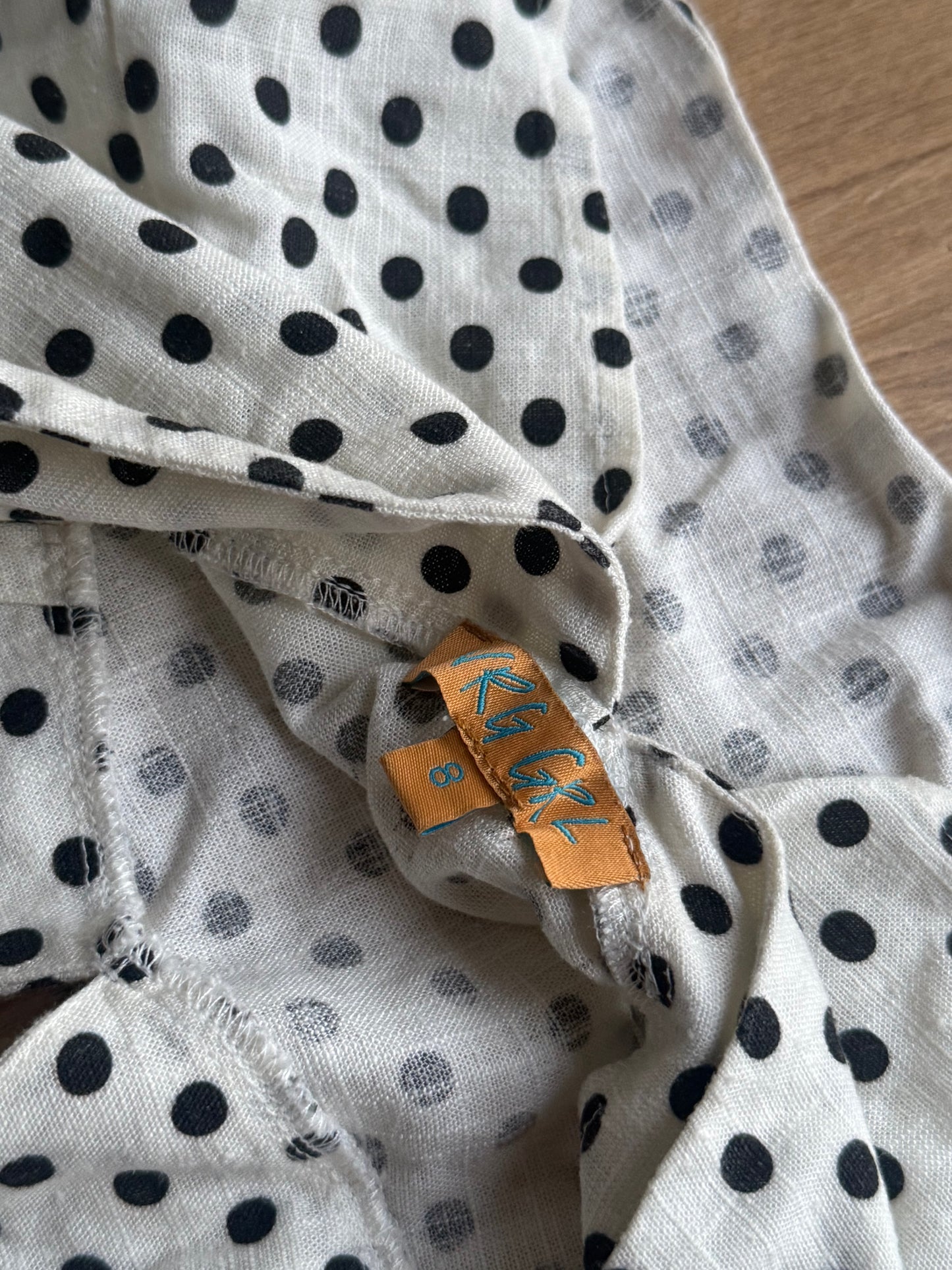 VRG GRL Cotton & Linen Polka Dot Top, 8