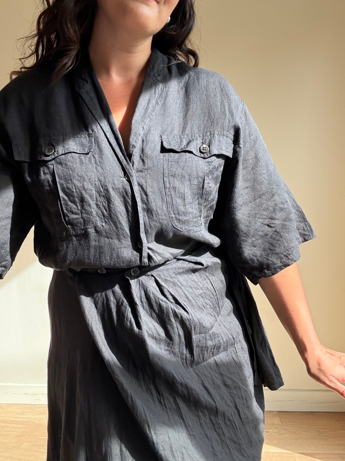 Vintage Max Mara Linen Button Up Dress, 12-14