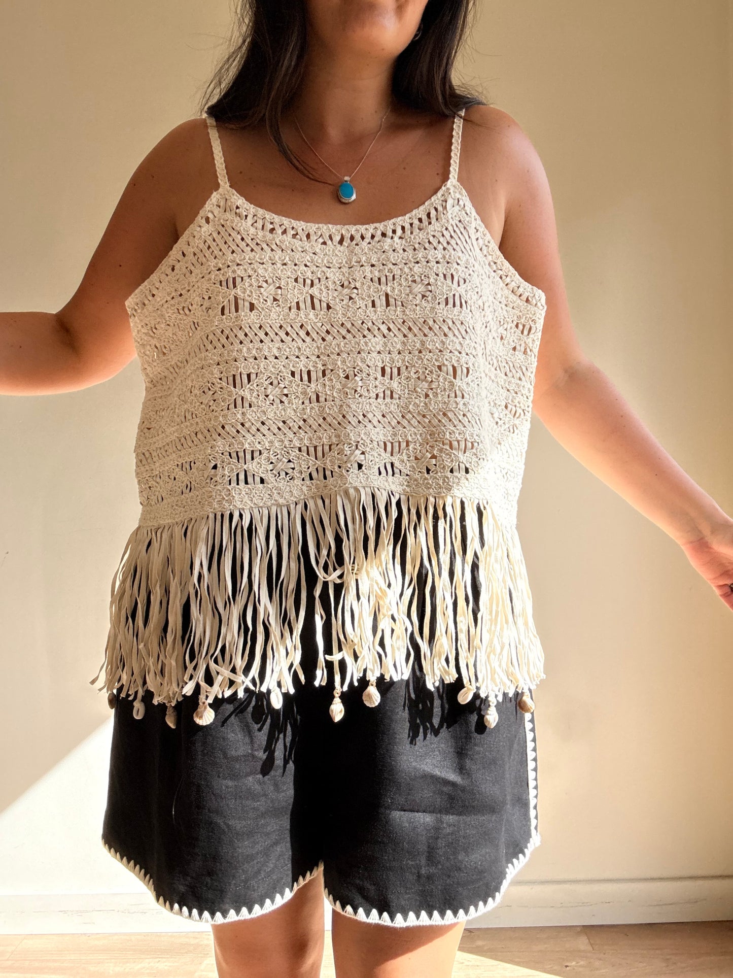 M&S Crochet and Fringe Top, 18