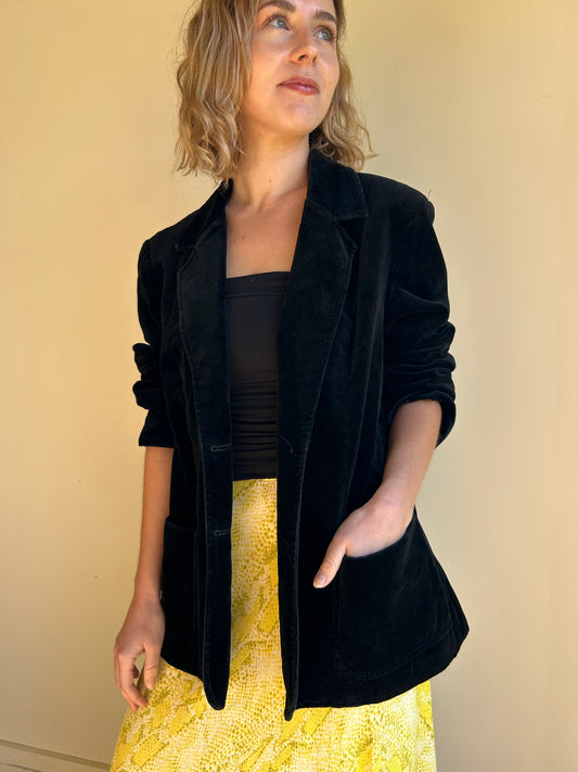 Black Vintage Velvet Blazer, S/M