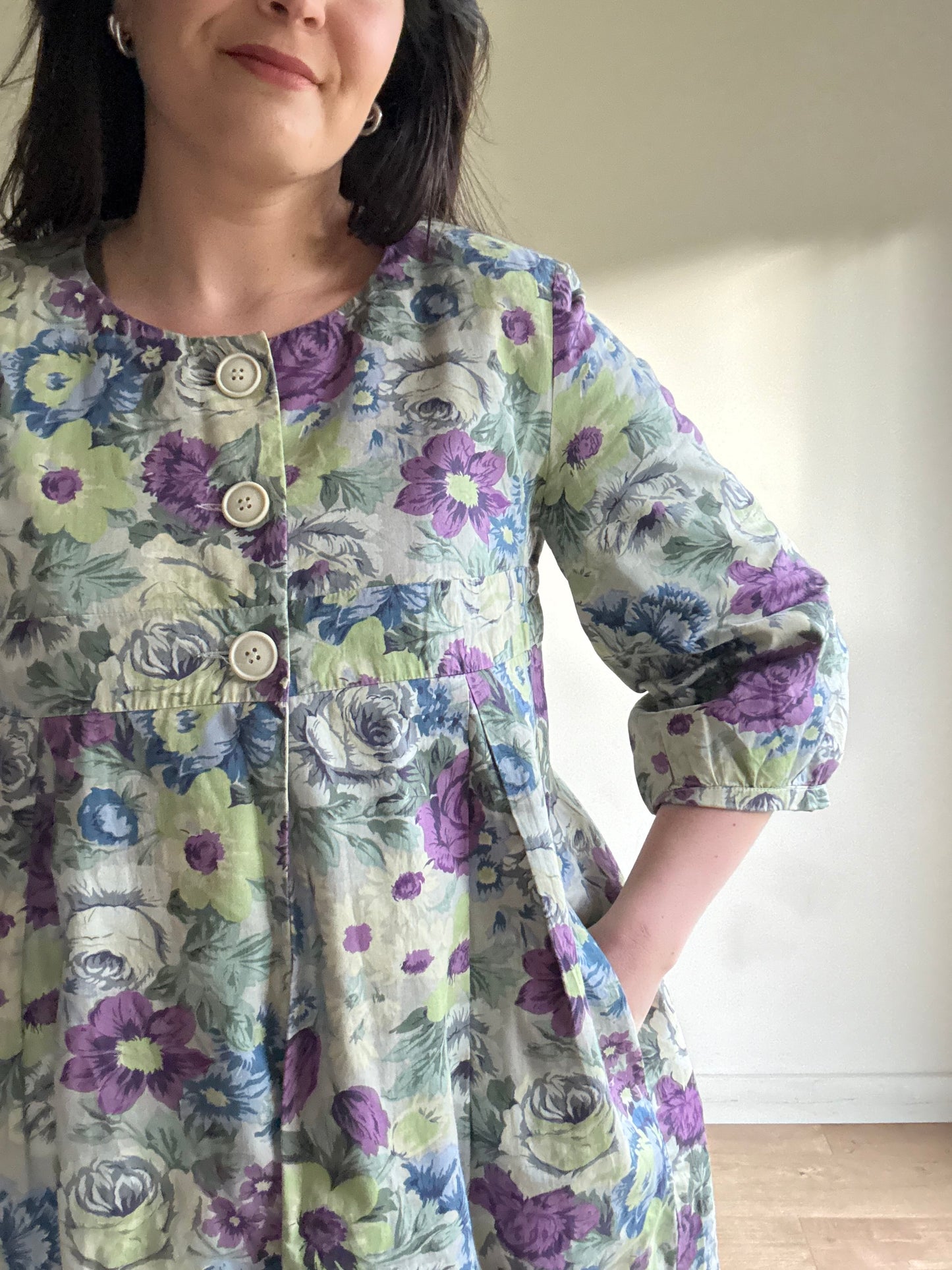 Cabbages & Roses Floral Cotton Dress Coat, 12-14