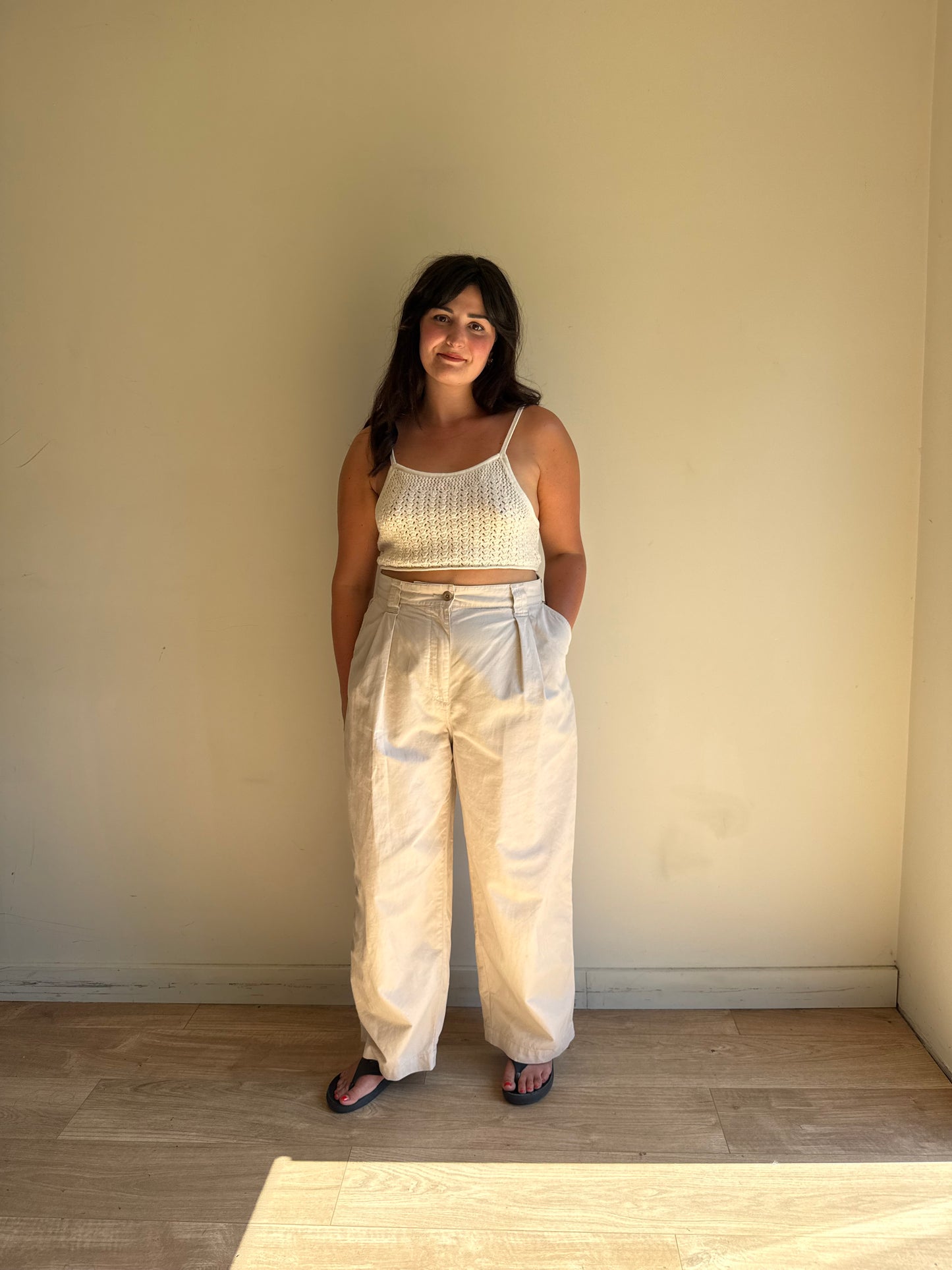 Toast Cotton & Linen Wide Leg Trousers, 14