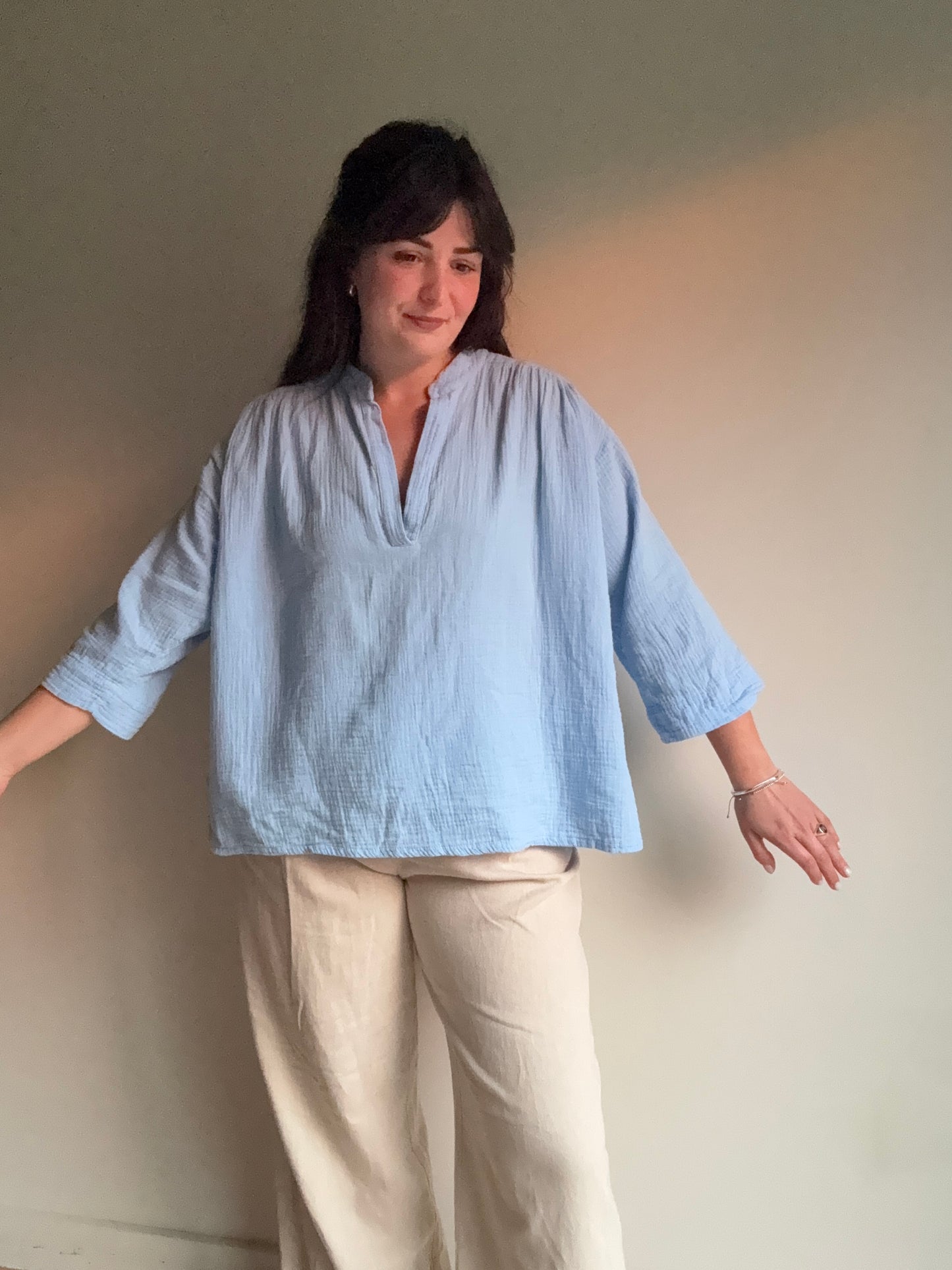 Masscob Cotton Gauze Boxy Blouse, L