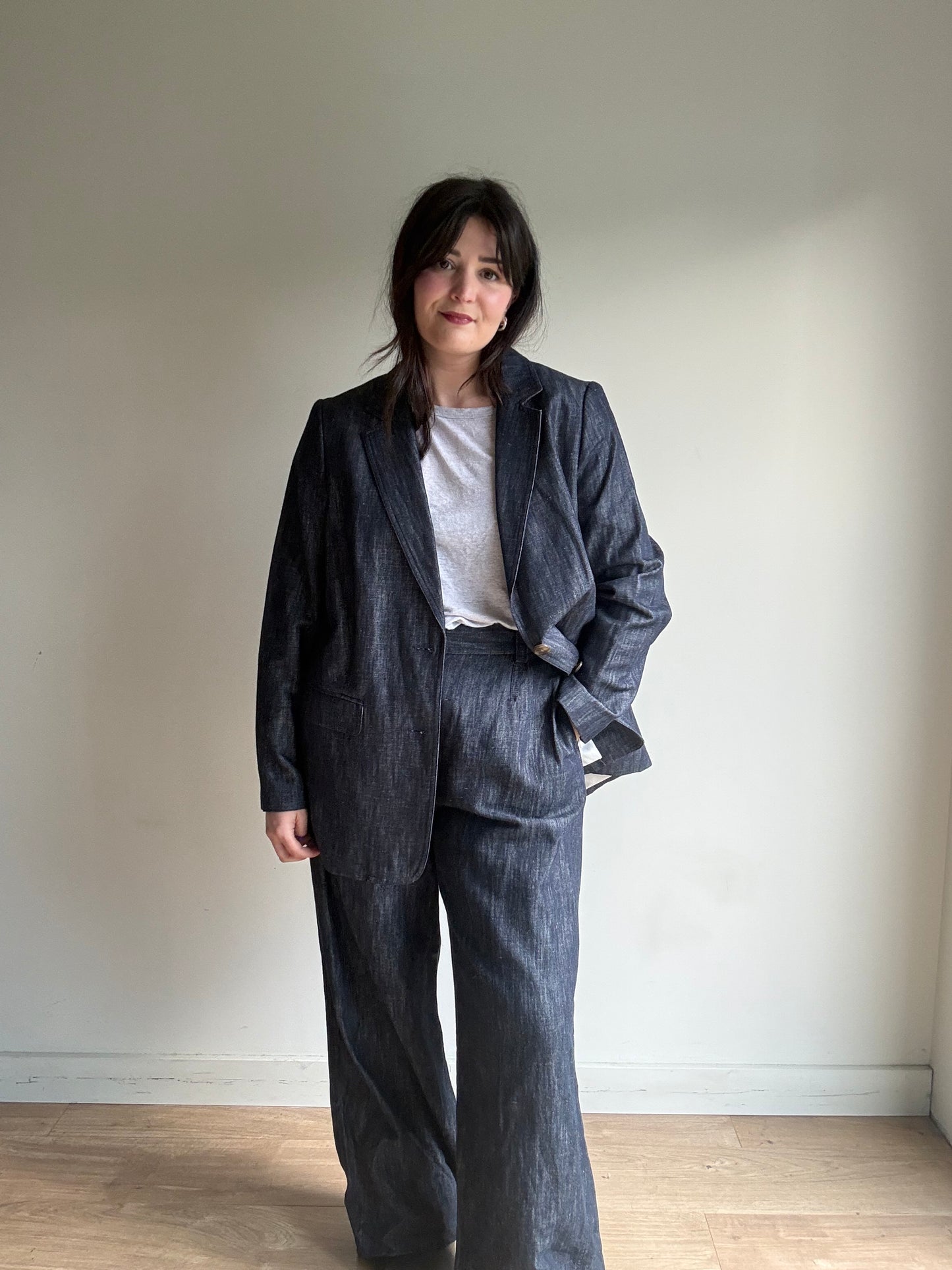 M&S Suit Chambray Denim Effect Suit, 18