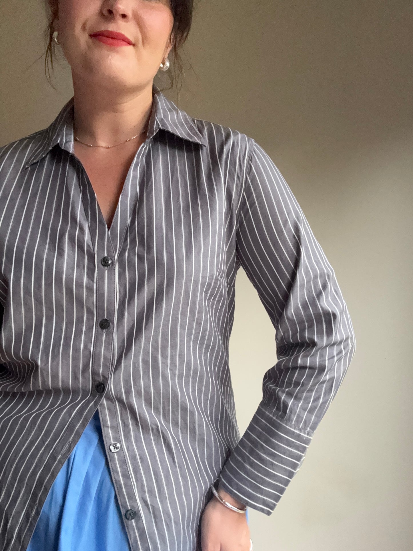 Jaeger Cotton Pinstripe Shirt, 12