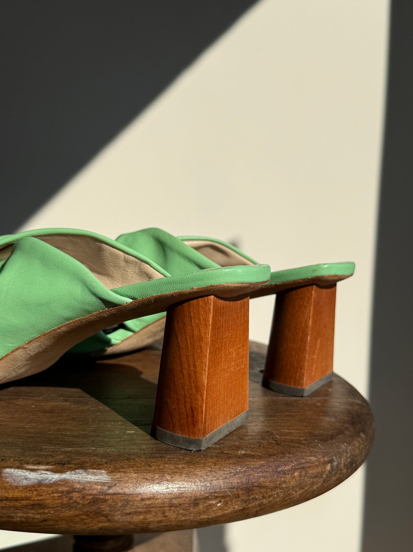 Rejina Pyo Leather Knot Sandal Heels, 40
