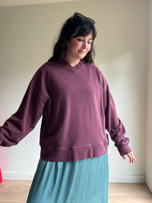 Burgundy Topshop NEW Cotton Boxy Sweatshirt, O/S