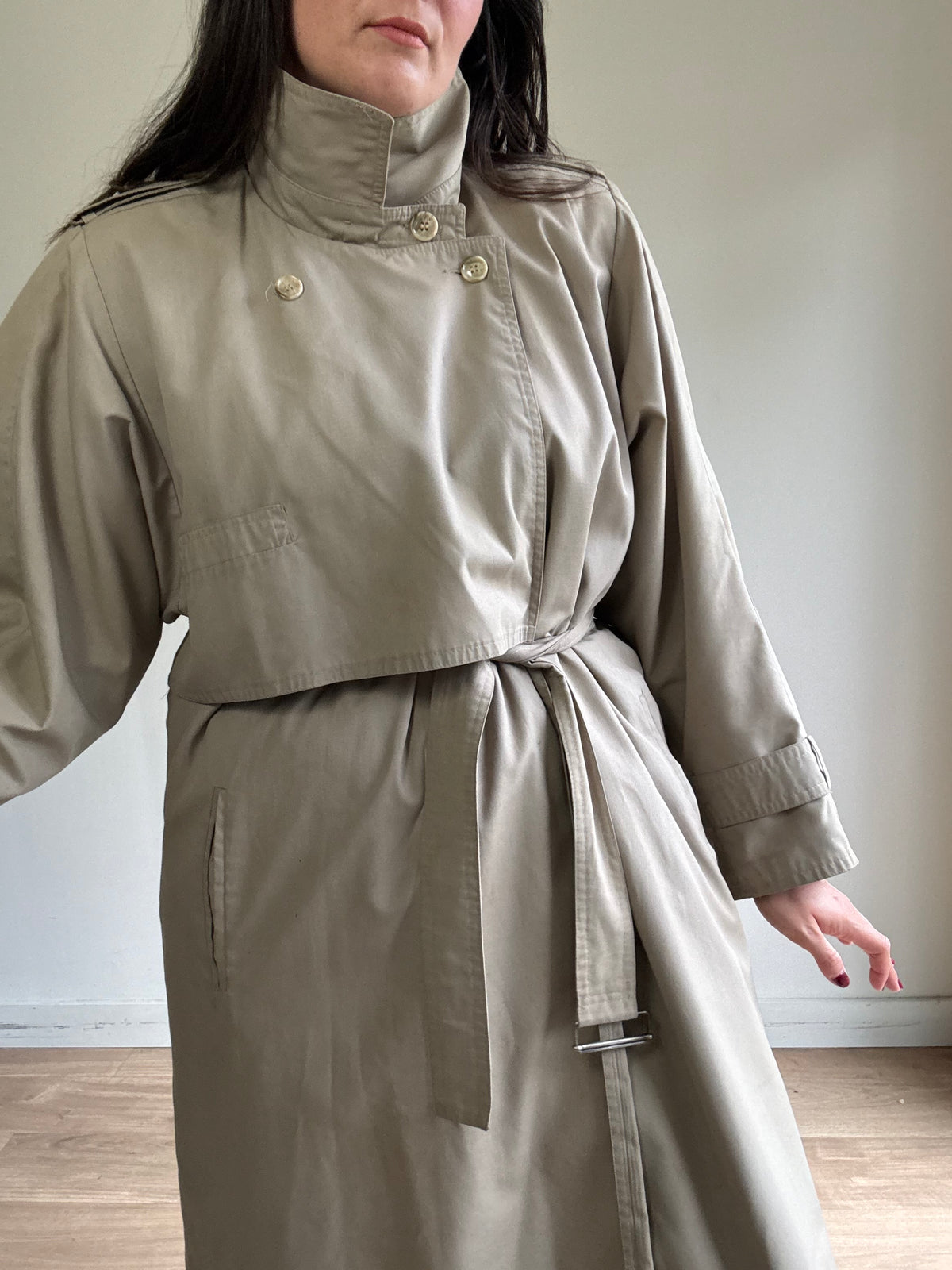 Vintage Wallis Wool Lined Trench Coat, XL
