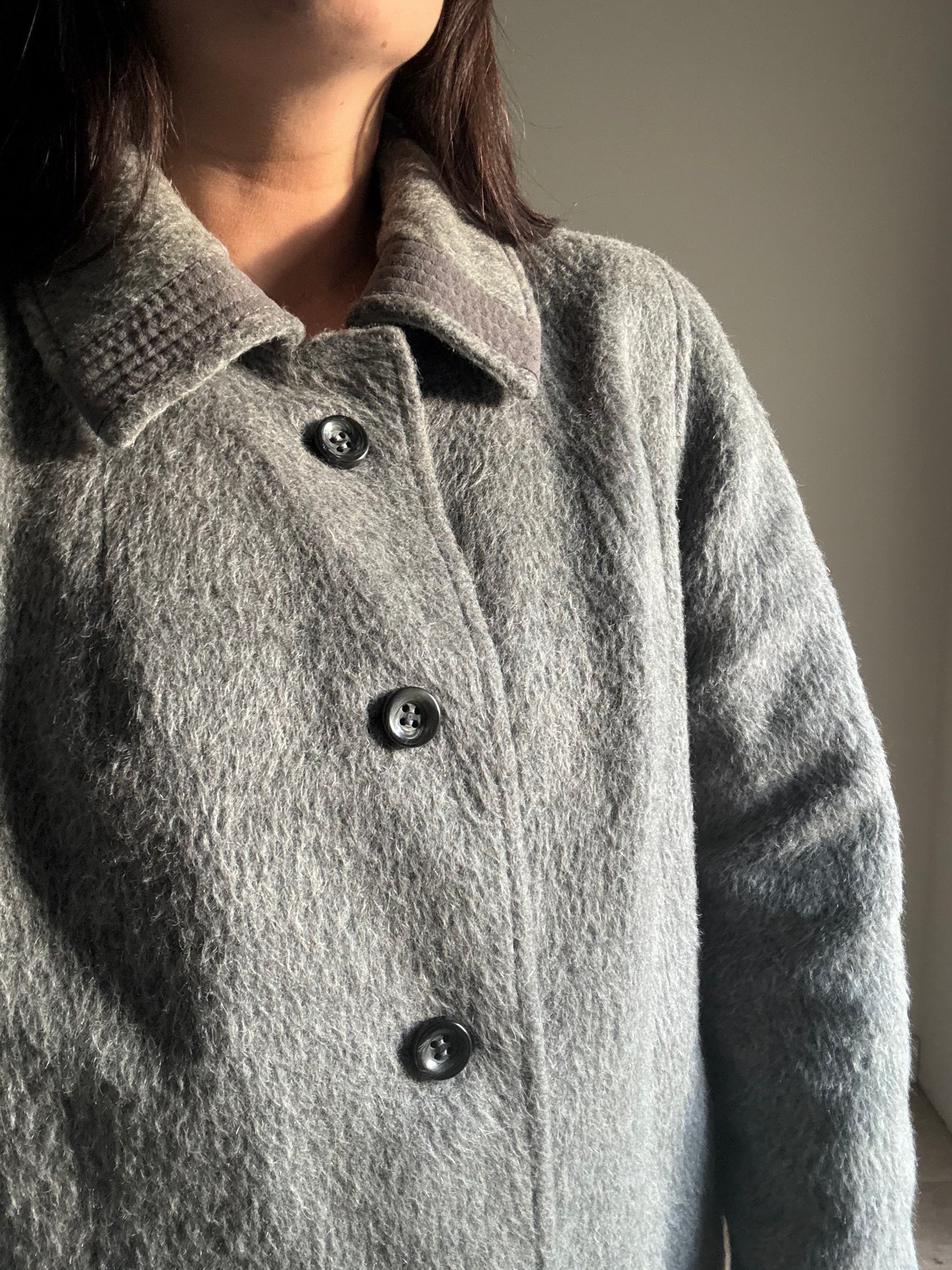 Vintage Mohair Grey Coat, Size M/L