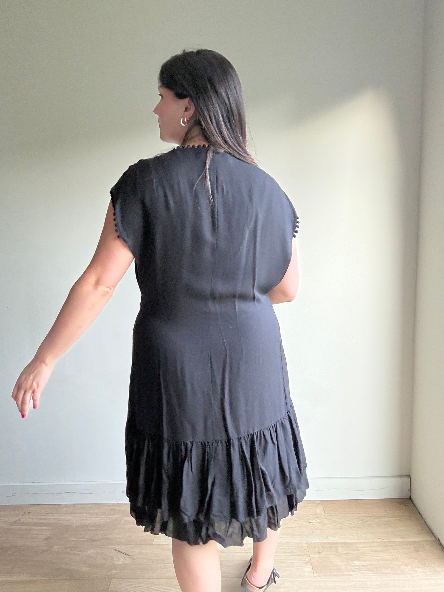 90’s Jaeger Tie Trim Dress, L