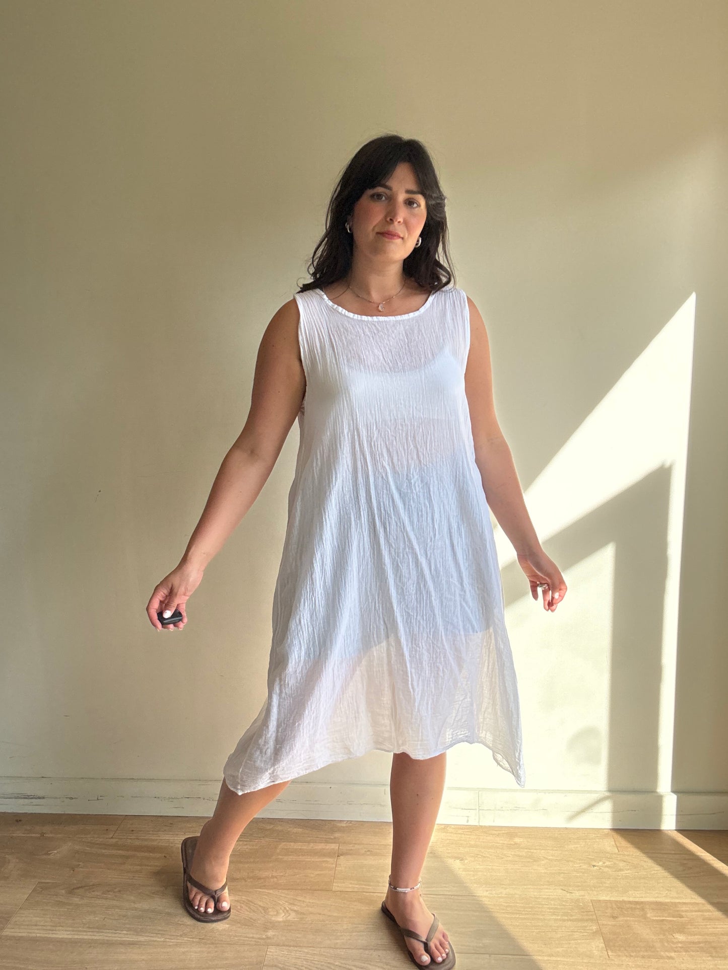 Italian Lightweight Cotton Gauze Dress, One Size