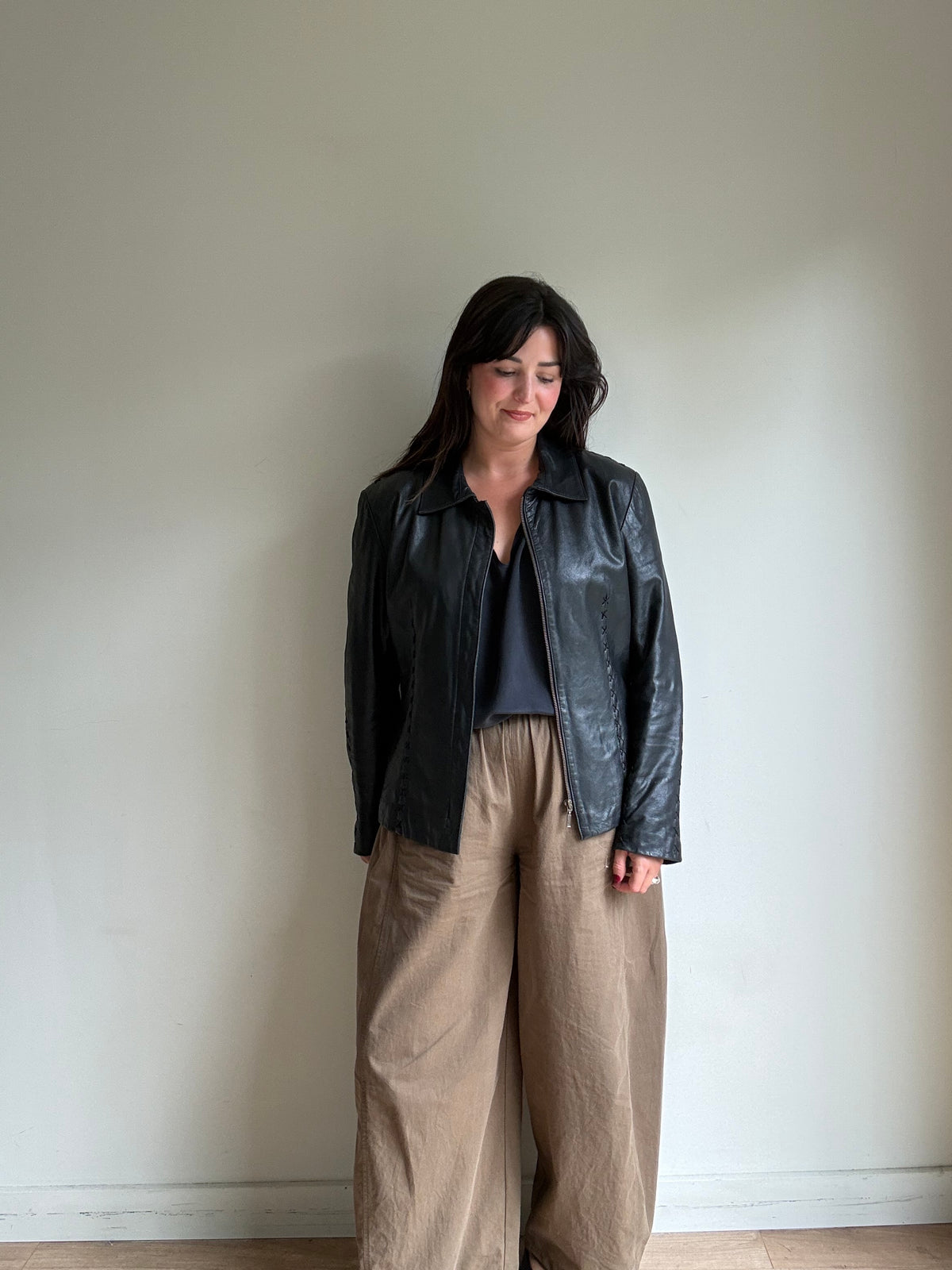 Vintage Leather Stitch Embroidered Jacket, L