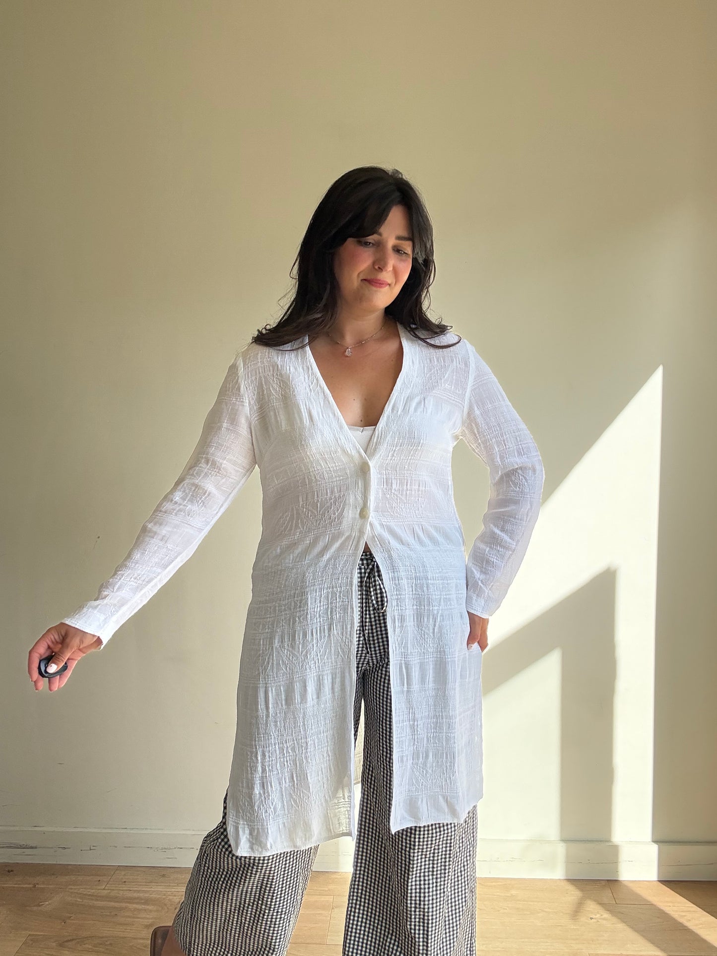Vintage RR Linen Mix Longline Top, M