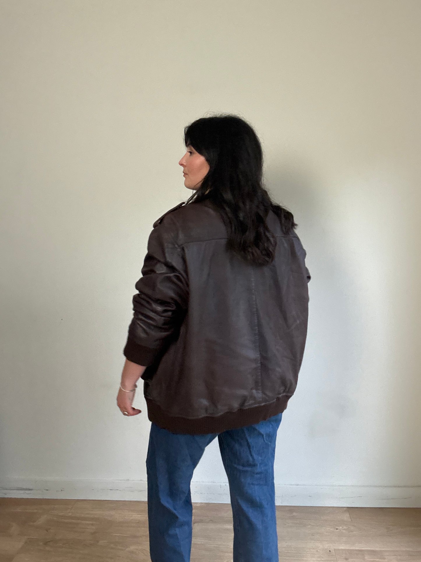 Vintage Ben Sherman Leather Bomber Jacket, XL