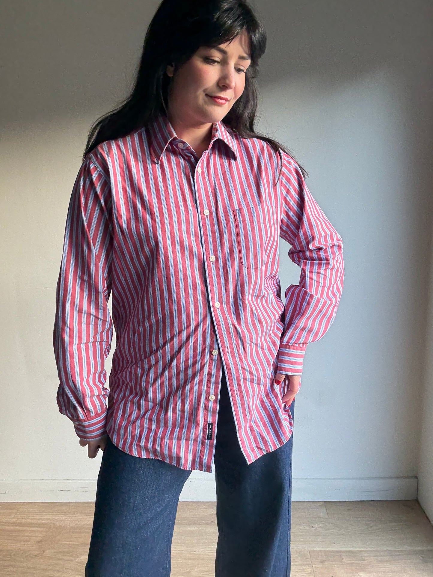 Vintage Stripe Loose Shirt, L