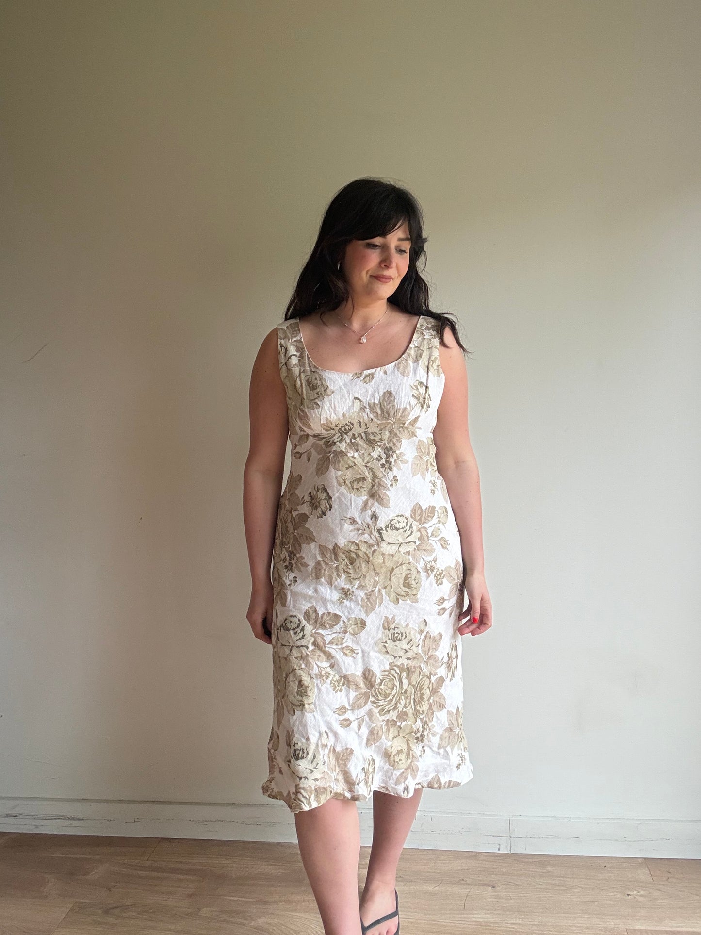 Vintage Planet Floral Linen Dress, 14