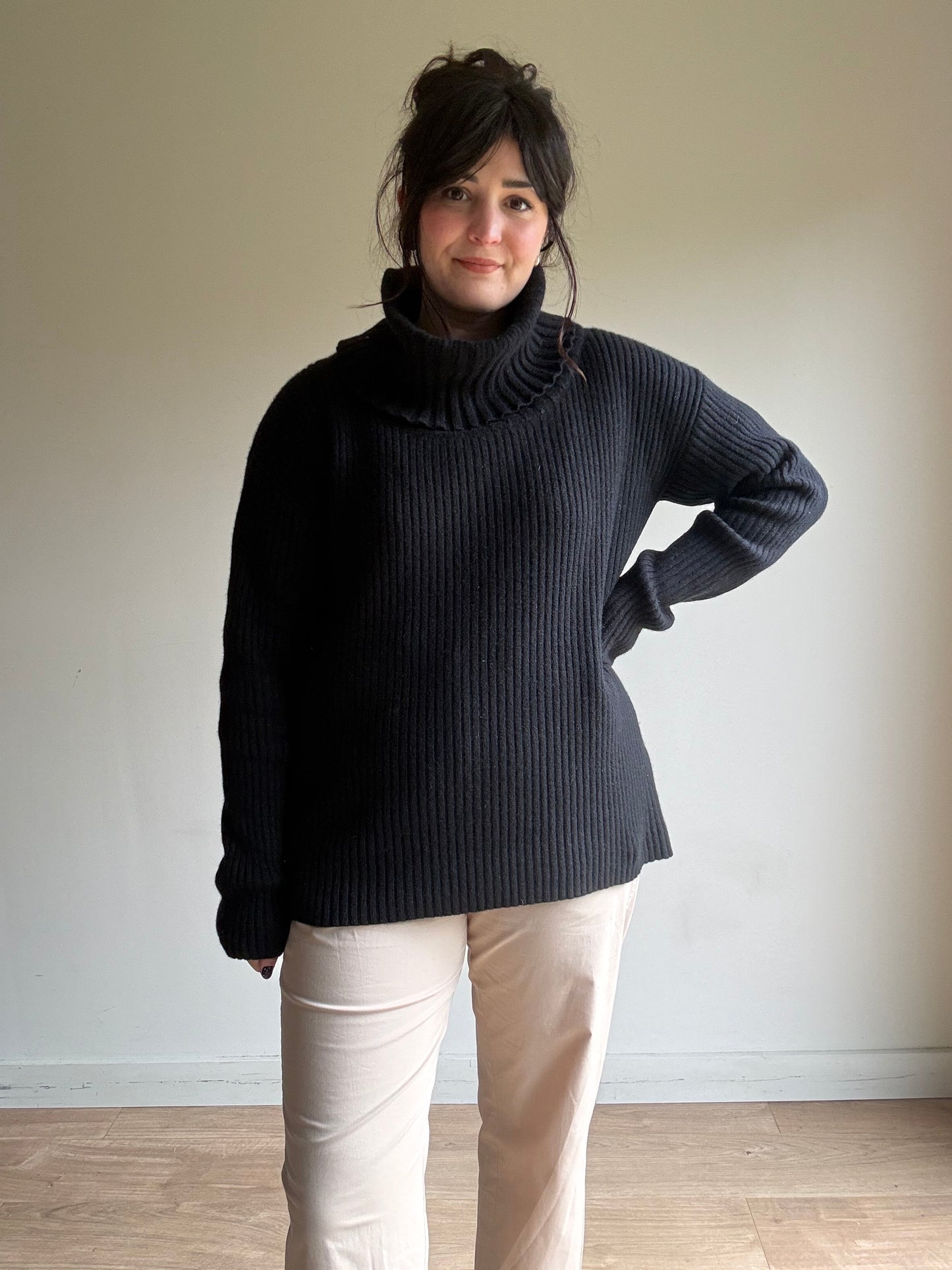 Banana Republic Cashmere Ribbed Turtle Neck Jumper, XL