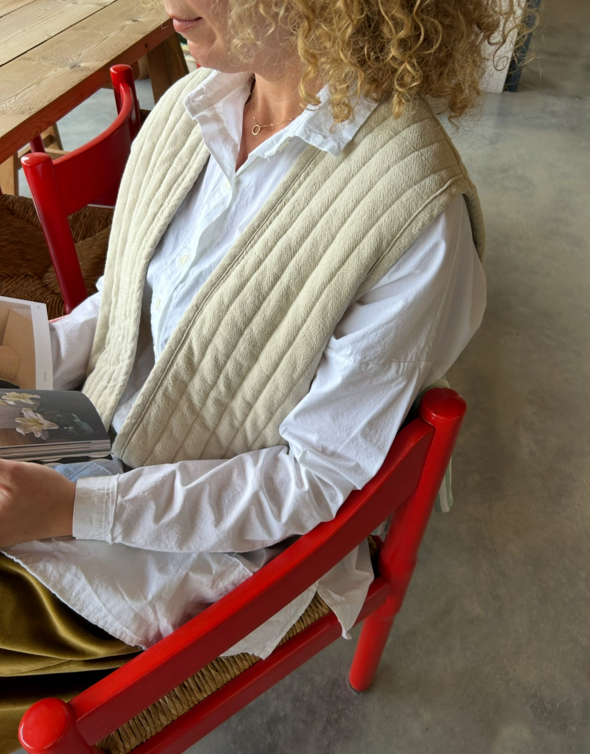 Black Crane Quilted Stripe Waistcoat Vest, XS/S