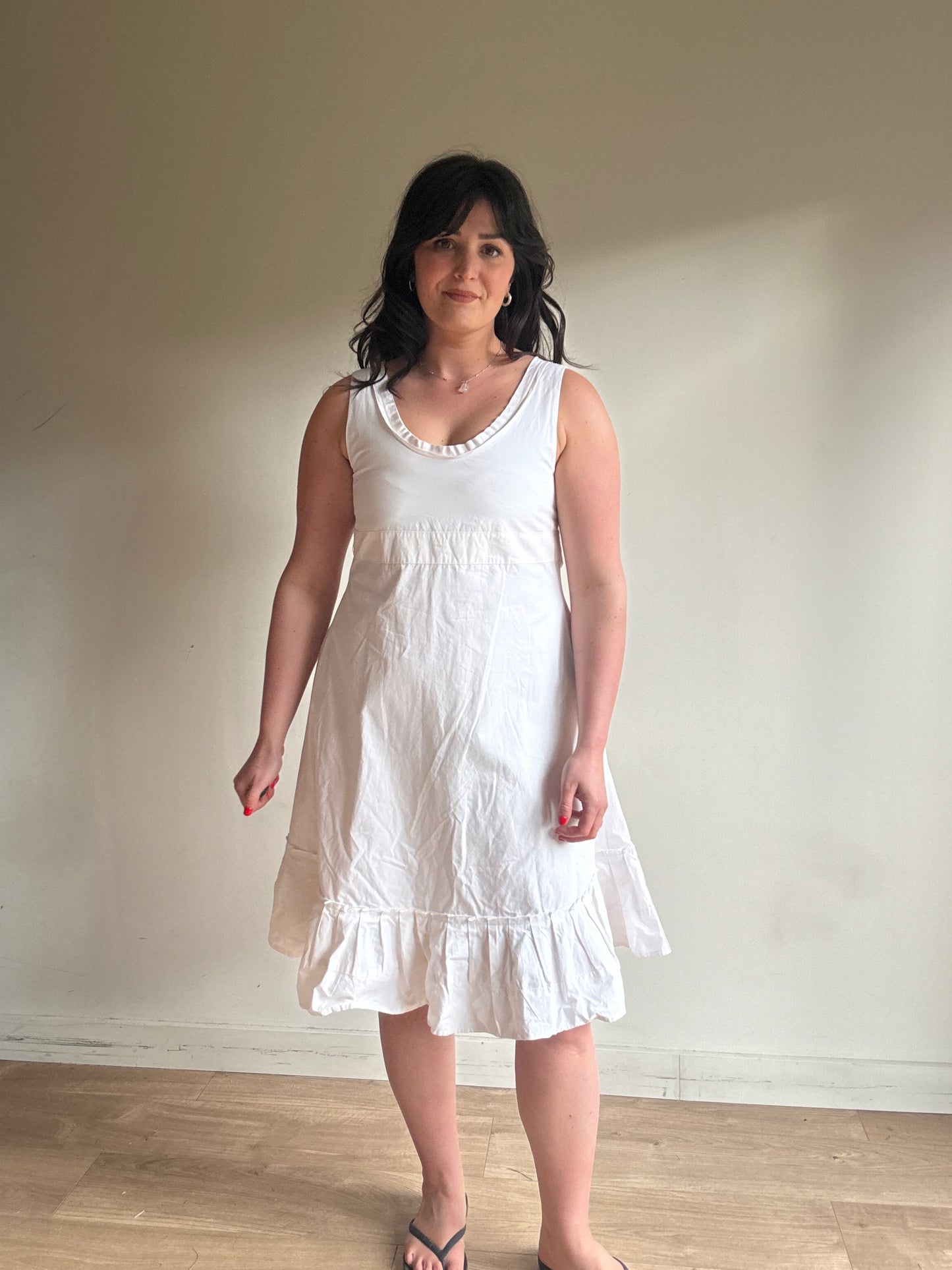 White Cabbages and Roses Cotton Frill Sun Dress, 12