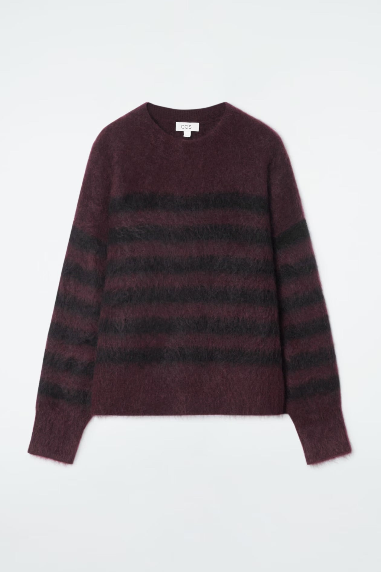 Cos NEW Mohair Merino Burgundy Stripe Jumper - S