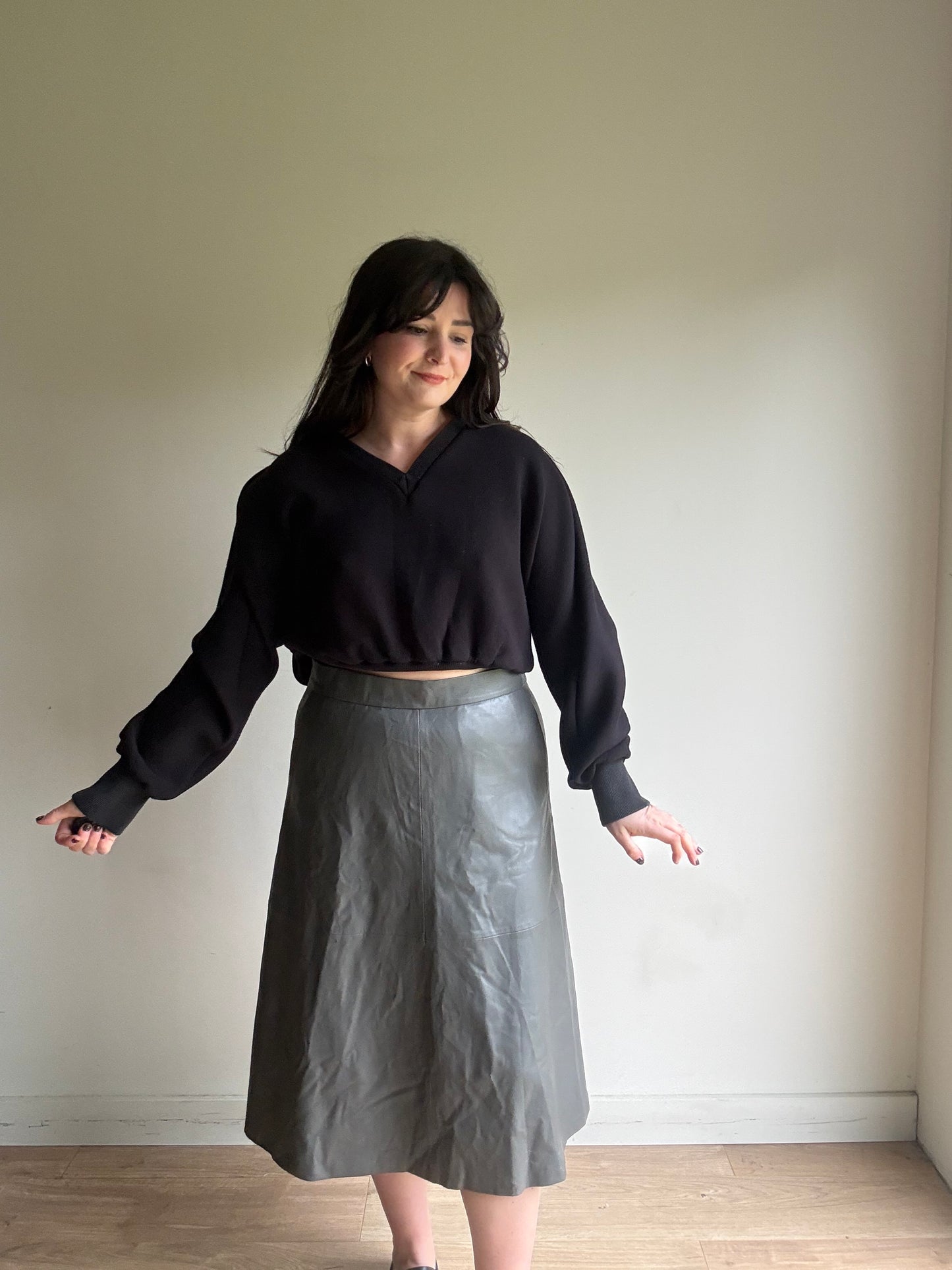 Mango Faux Leather Panel Skirt, 14