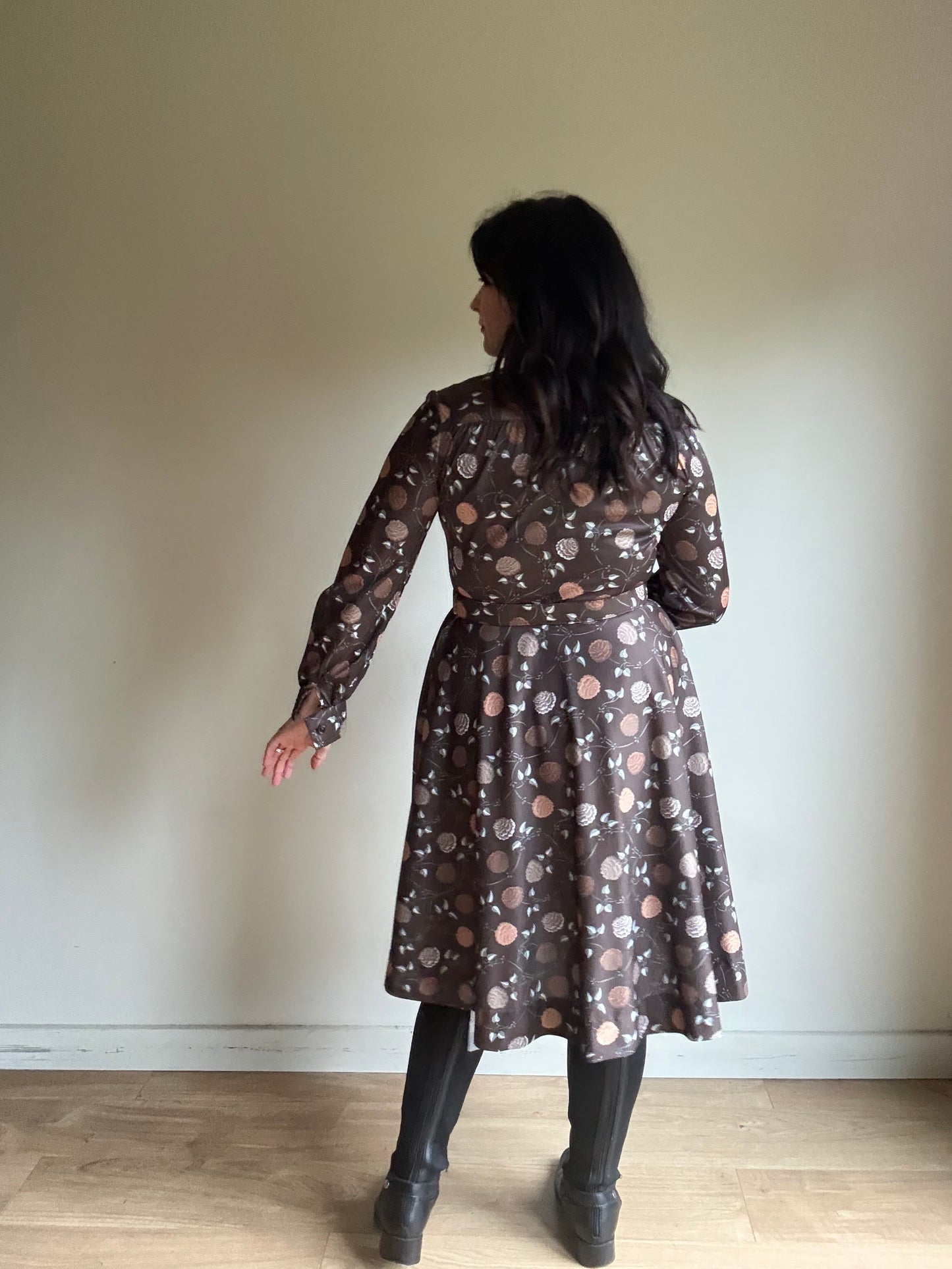 Leygil 1970’s Floral Belted Shirt Dress, 12-14