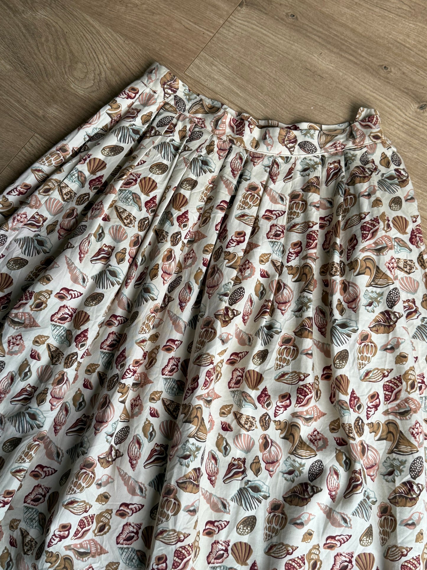 Vintage Shell Print Midi Skirt, 10-12